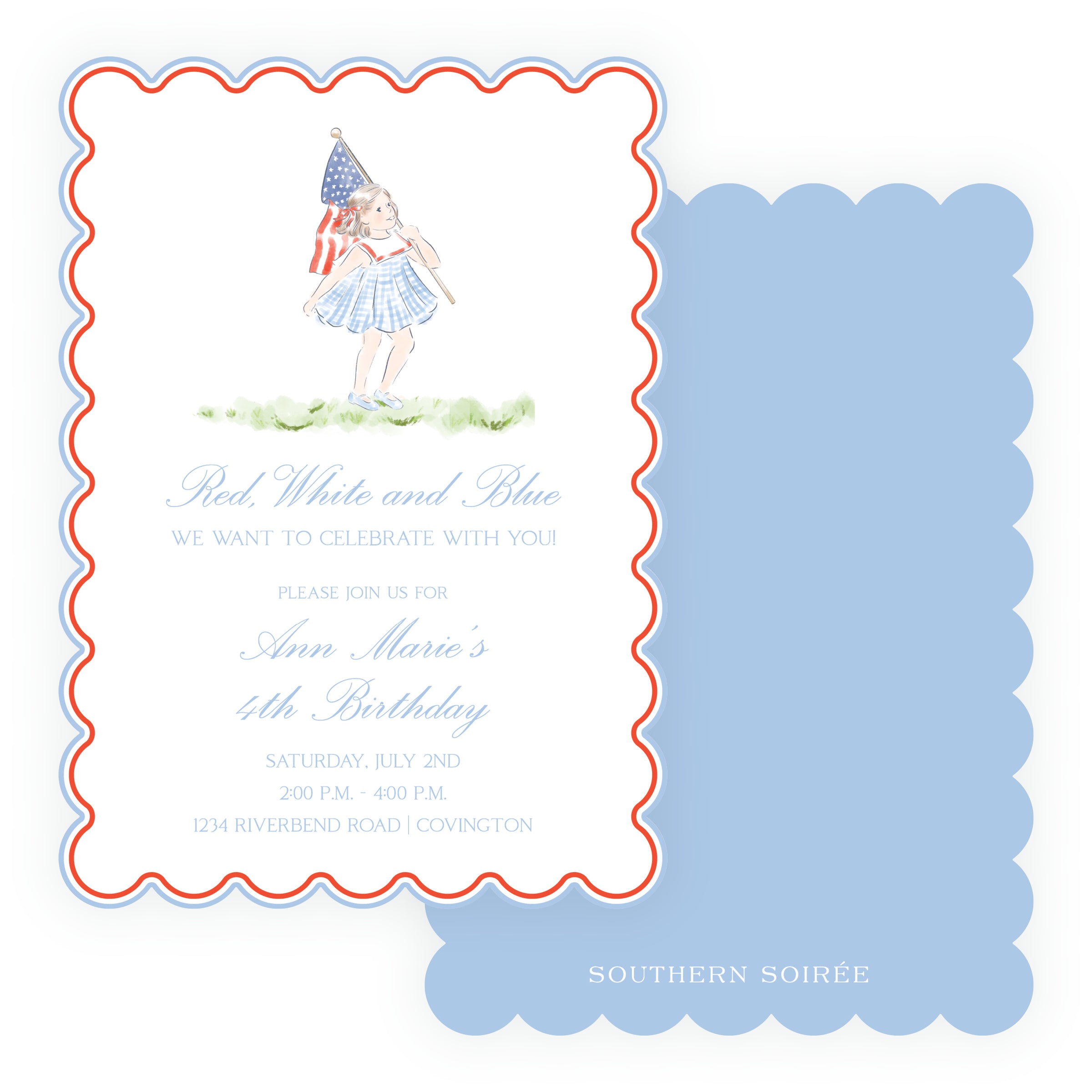 Sweet Liberty Girl Scallop Invitation