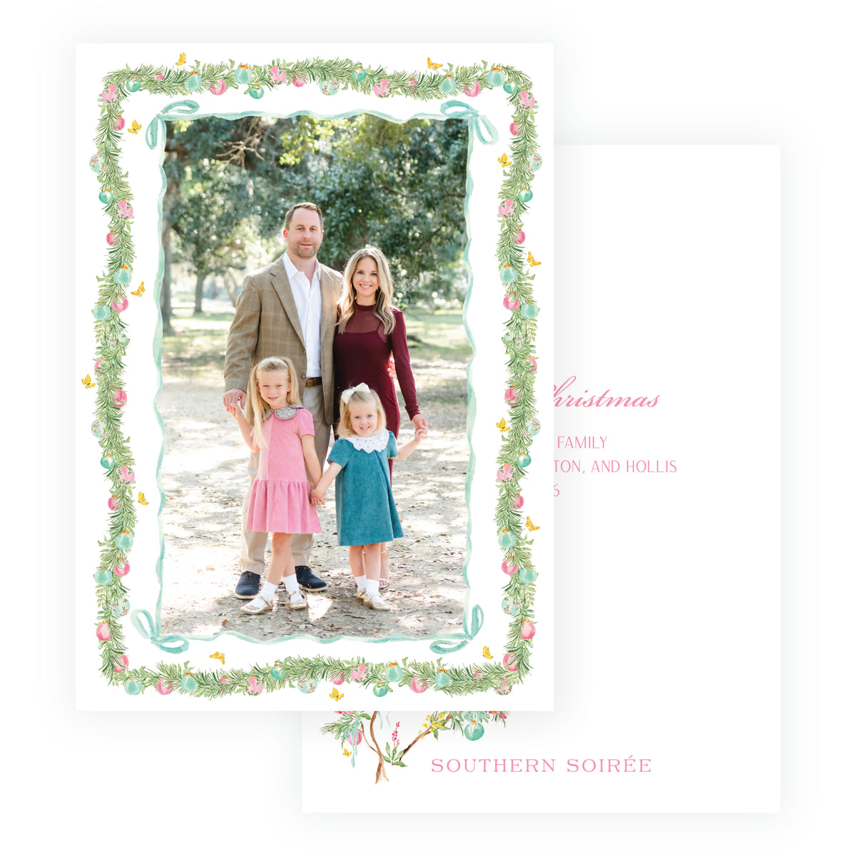 Parisian Noël Ribbon Frame Christmas Photo Card