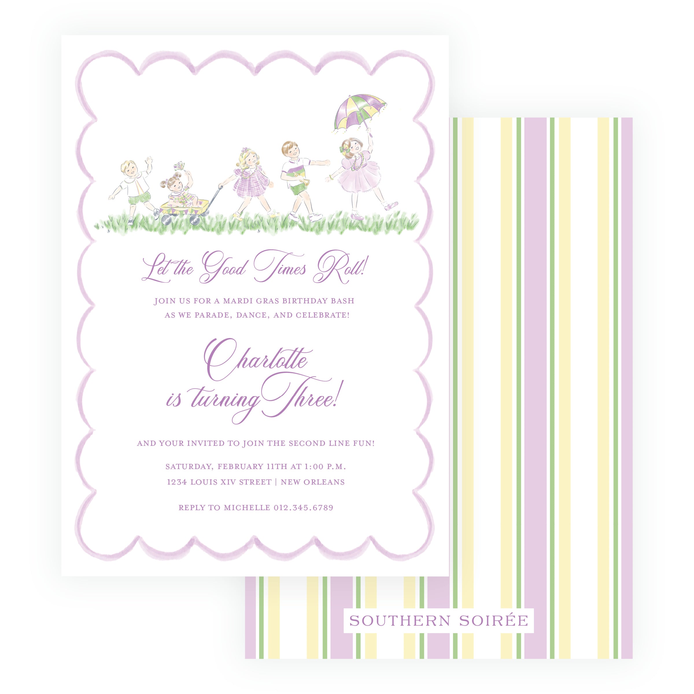 New Orleans Second Line Birthday Invitation | Kids Party Invitation
