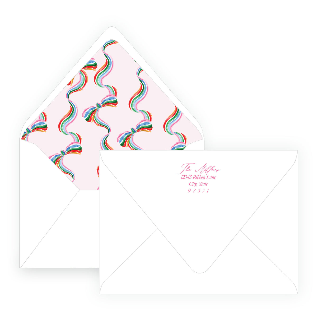 Decked in Cheer Pink Landscape Personalized Christmas Photo Card