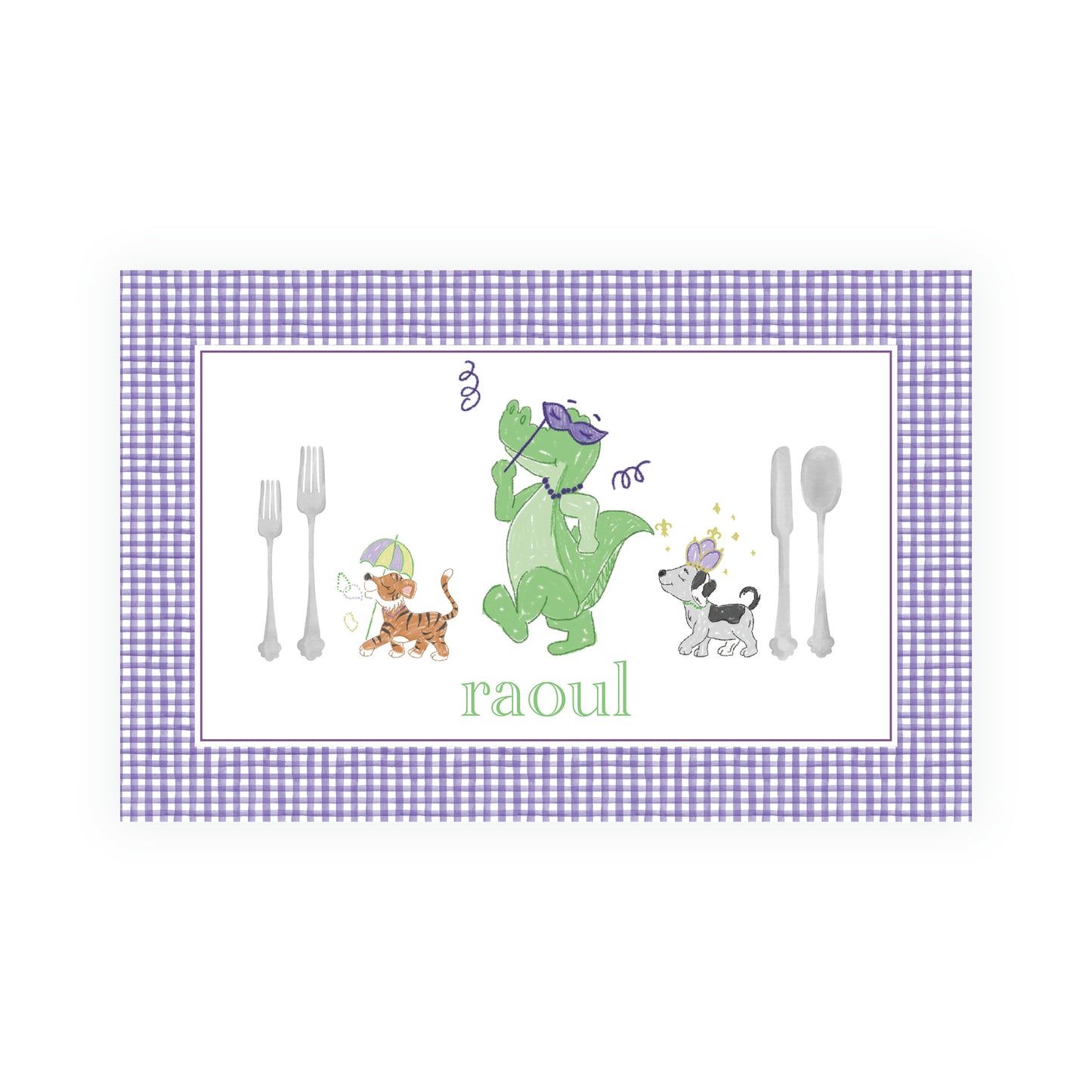 Nutcracker & Mardi Gras Dino Parade Dual Sided Holiday Placemat