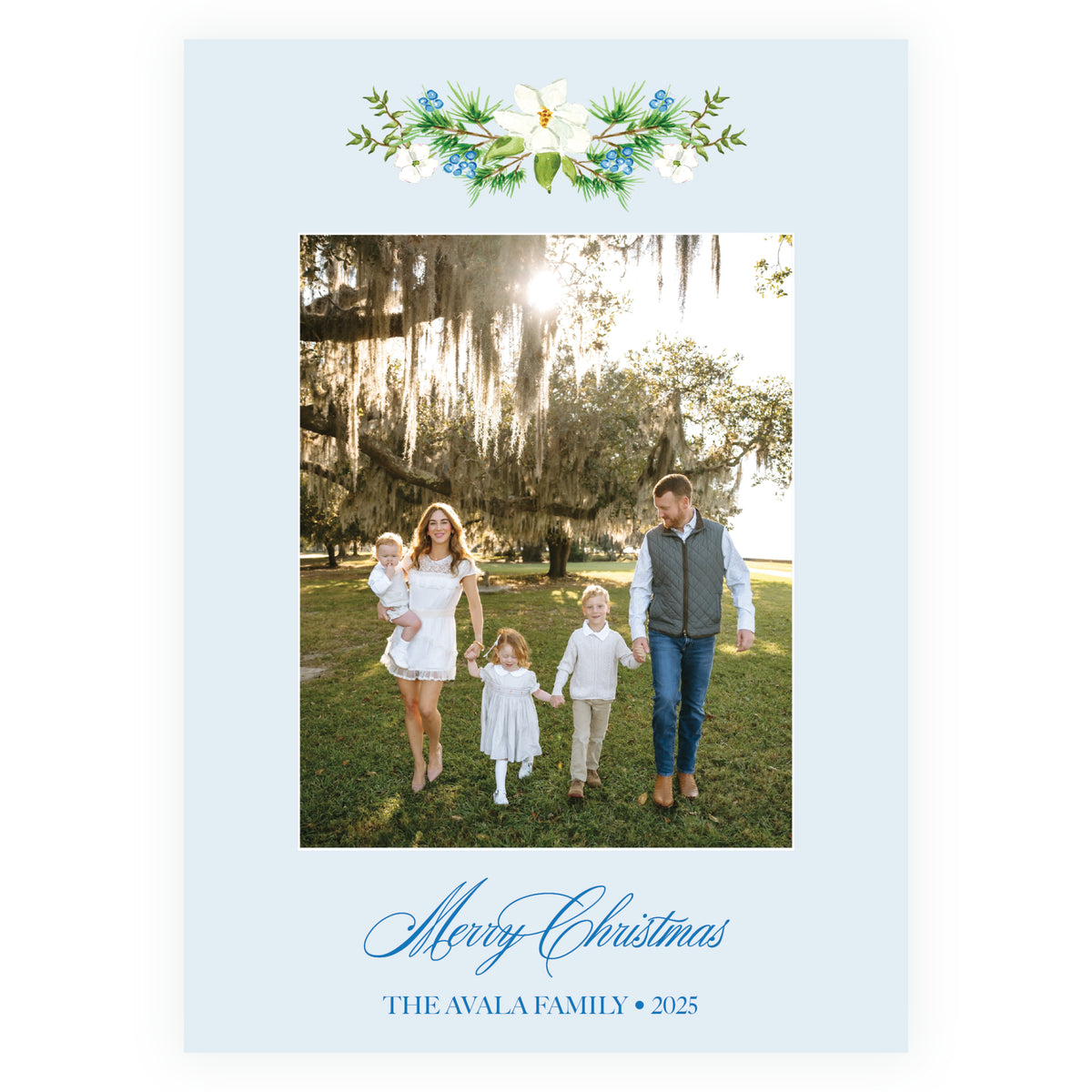 Holiday Blossom Botanical Personalized Christmas Photo Card