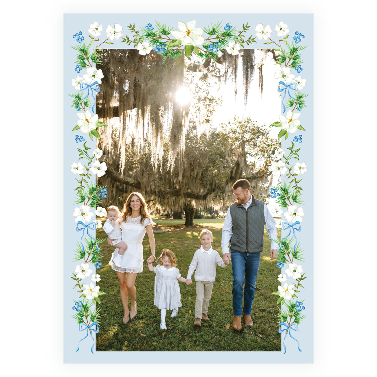 Holiday Blossom Garden Frame Personalized Christmas Photo Card