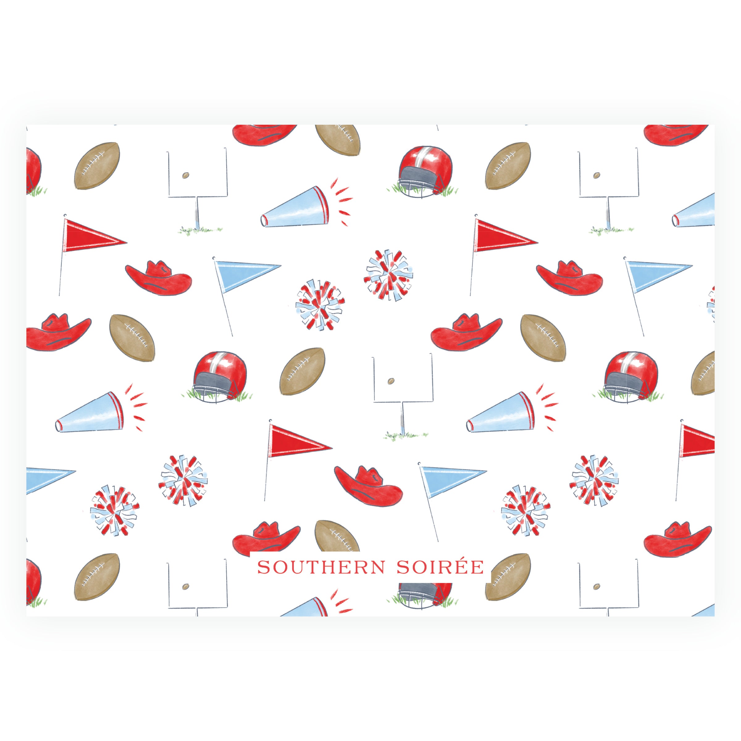 Red, Navy & Powder Blue Football Birthday Invitation - Team Spirit