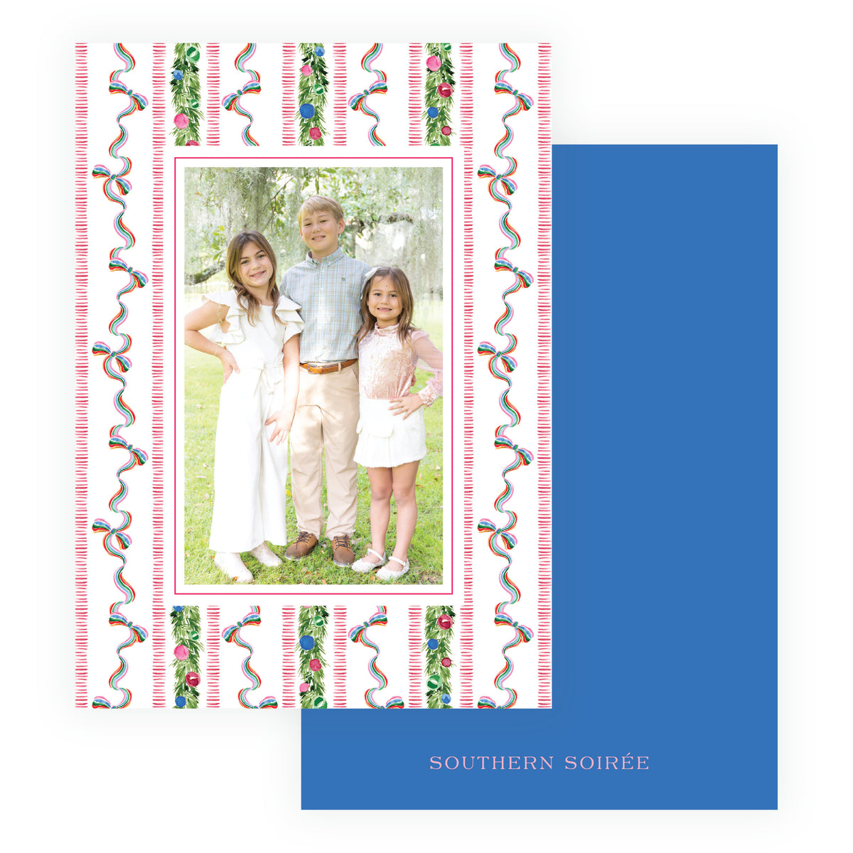 Ribbon & Garland Personalized Christmas Photo Card