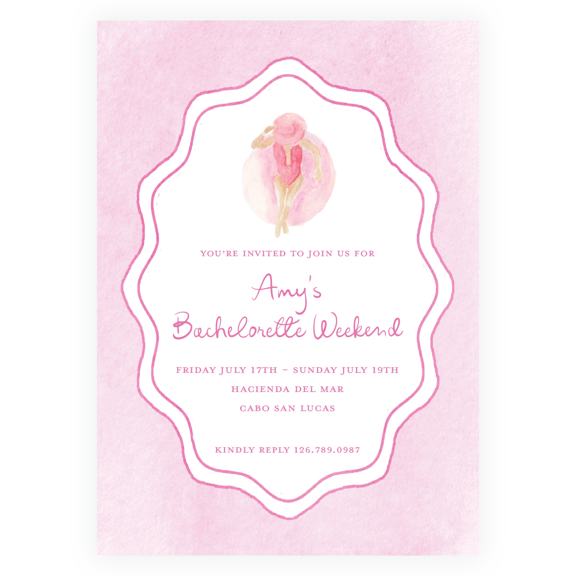 Floats & Féte Pink Bachelorette Invitation