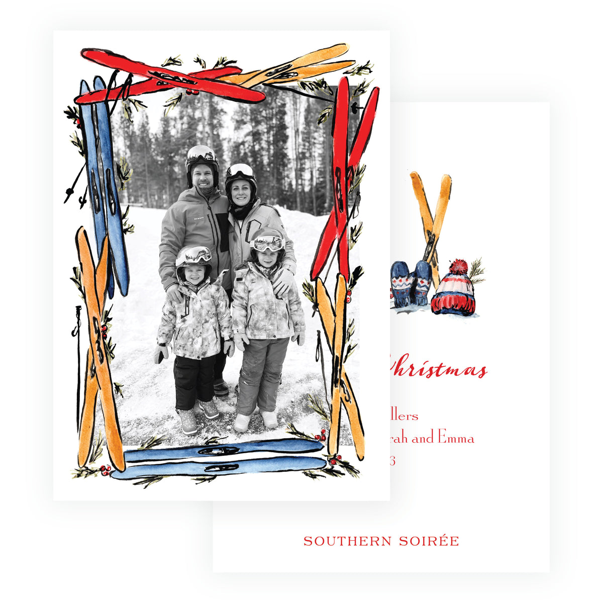 Alpine Holiday – Ski Frame Holiday Personalized Photo Card