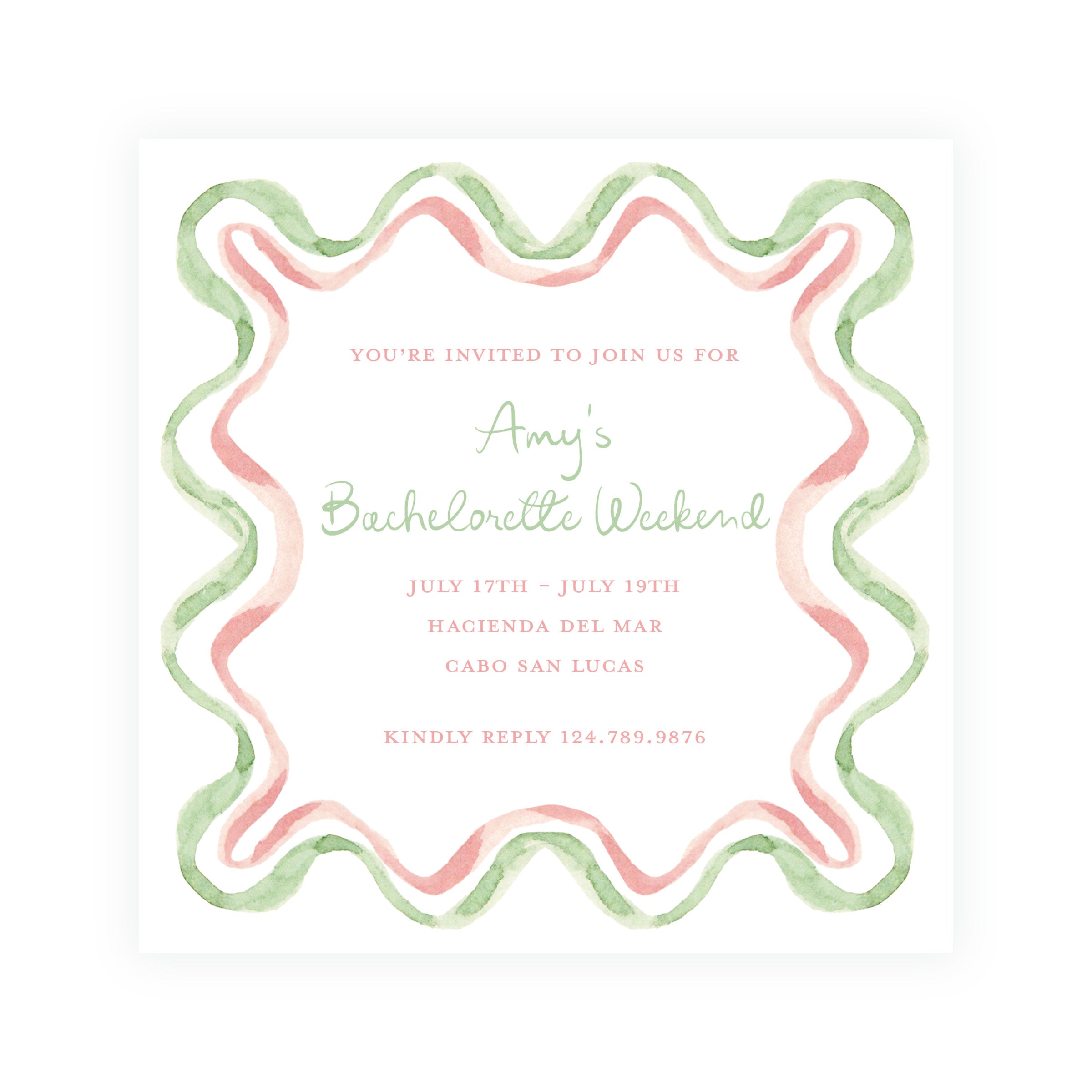 Floats & Féte Bachelorette Frame Square Card