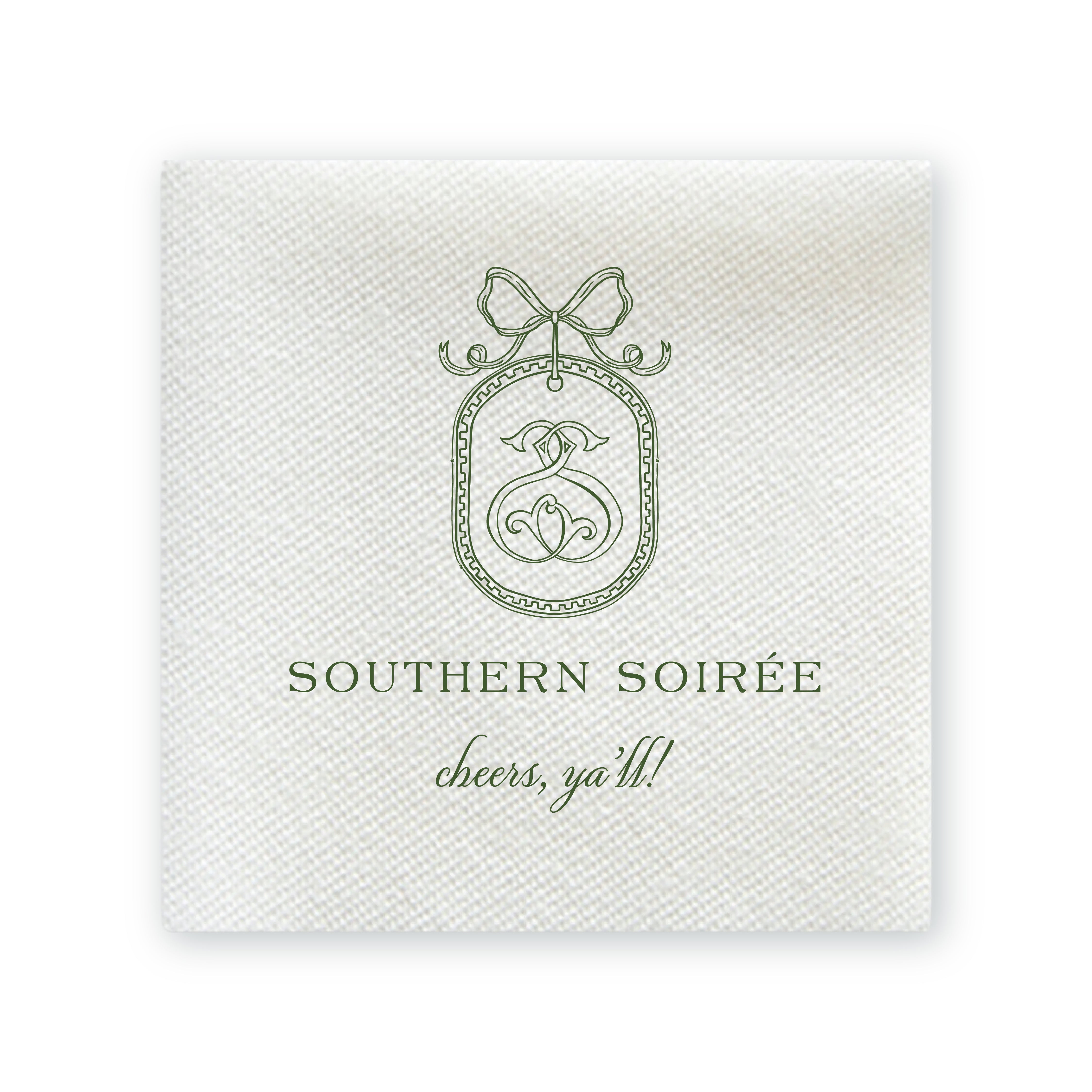 Personalized single-color cocktail napkin with custom hot-stamp imprint