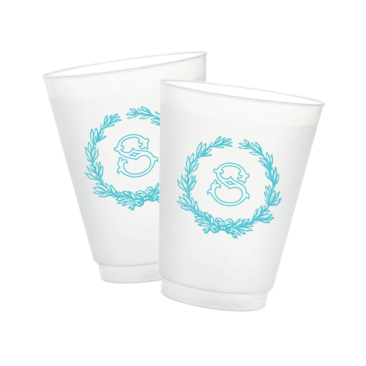 Monogram Laurel Crest Frosted Cups
