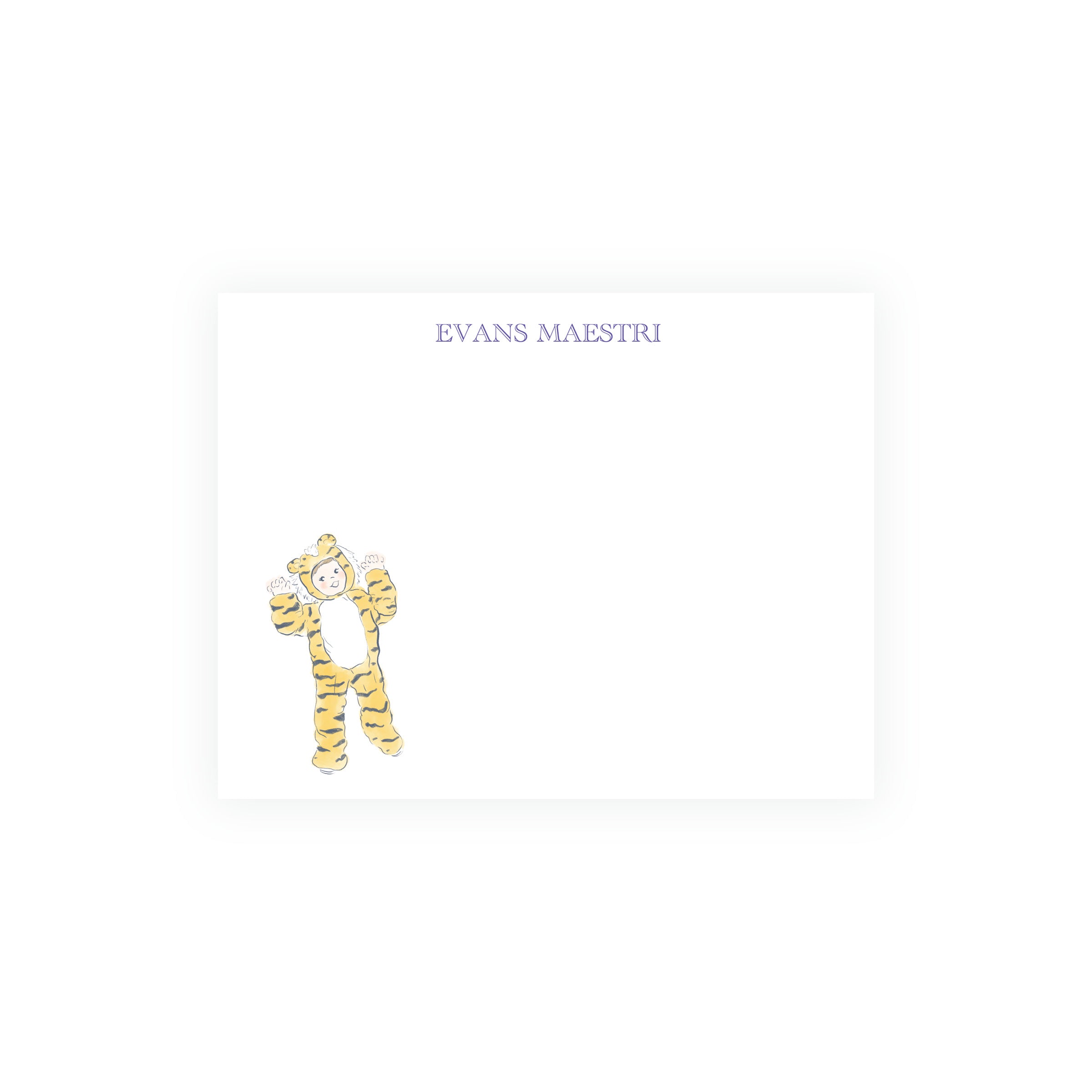 Purple & Gold Team Spirit Tiger Mascot Note Cards
