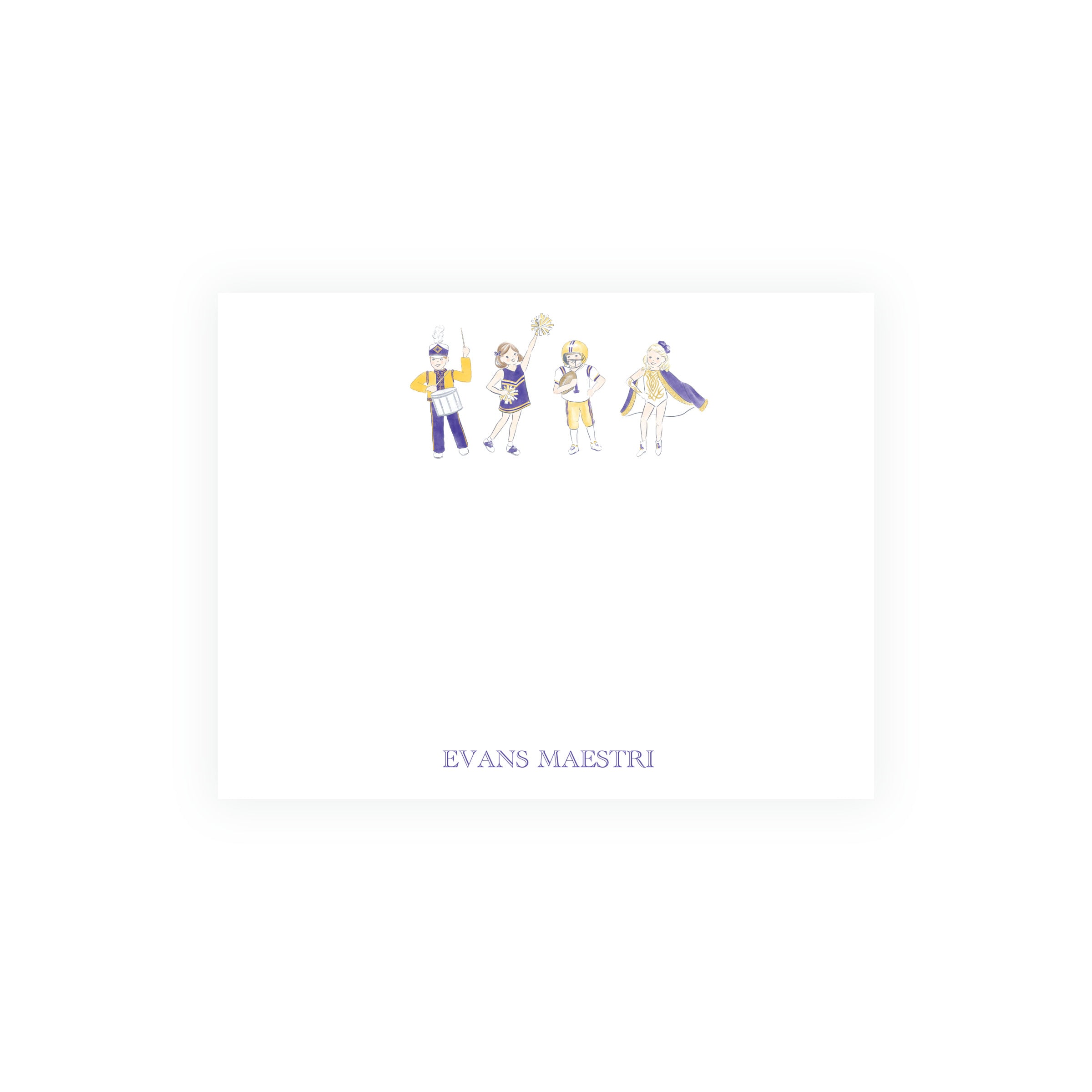 Purple & Gold Team Spirit Kids Note Cards