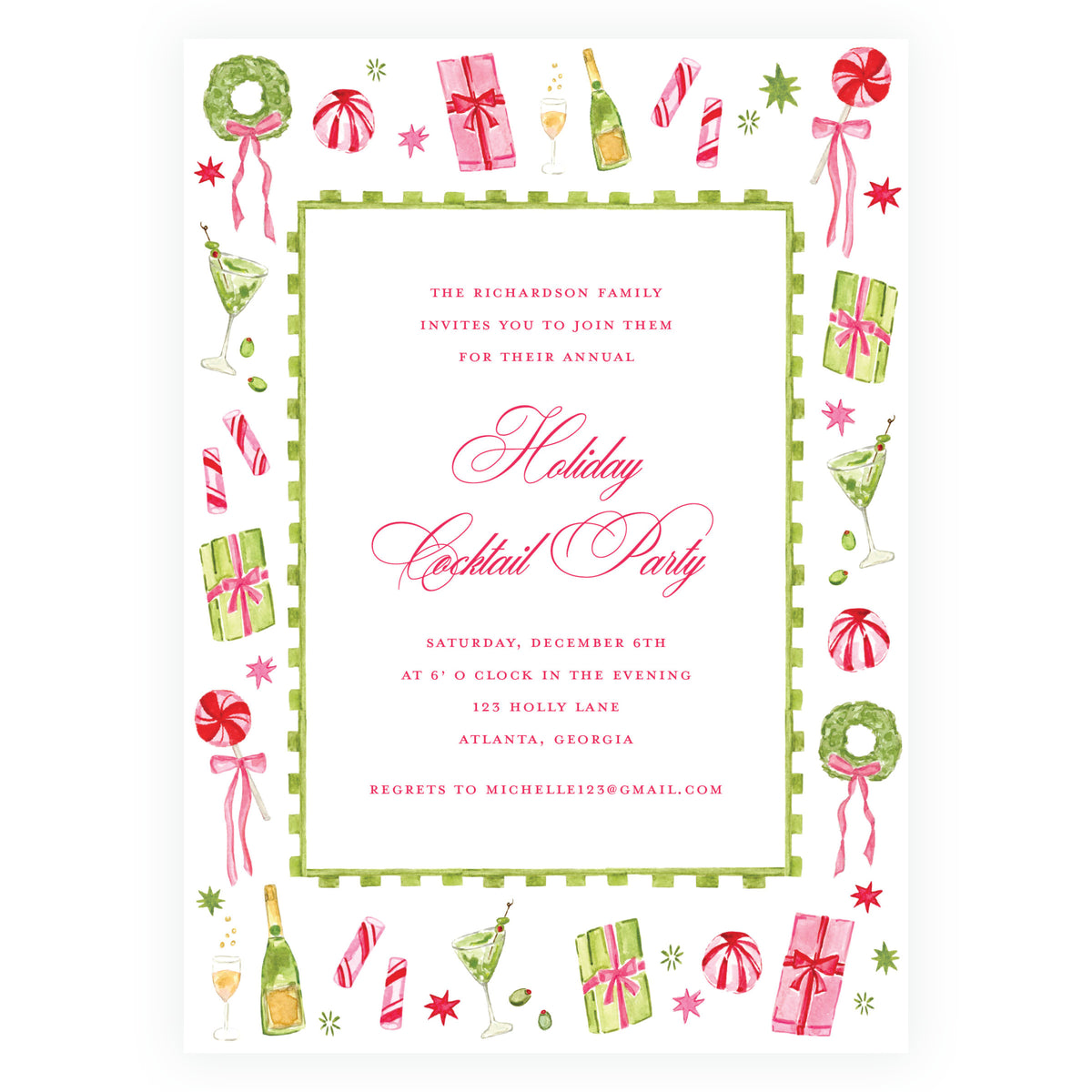 Martinis & Mistletoe Christmas Cocktail Party Invitation