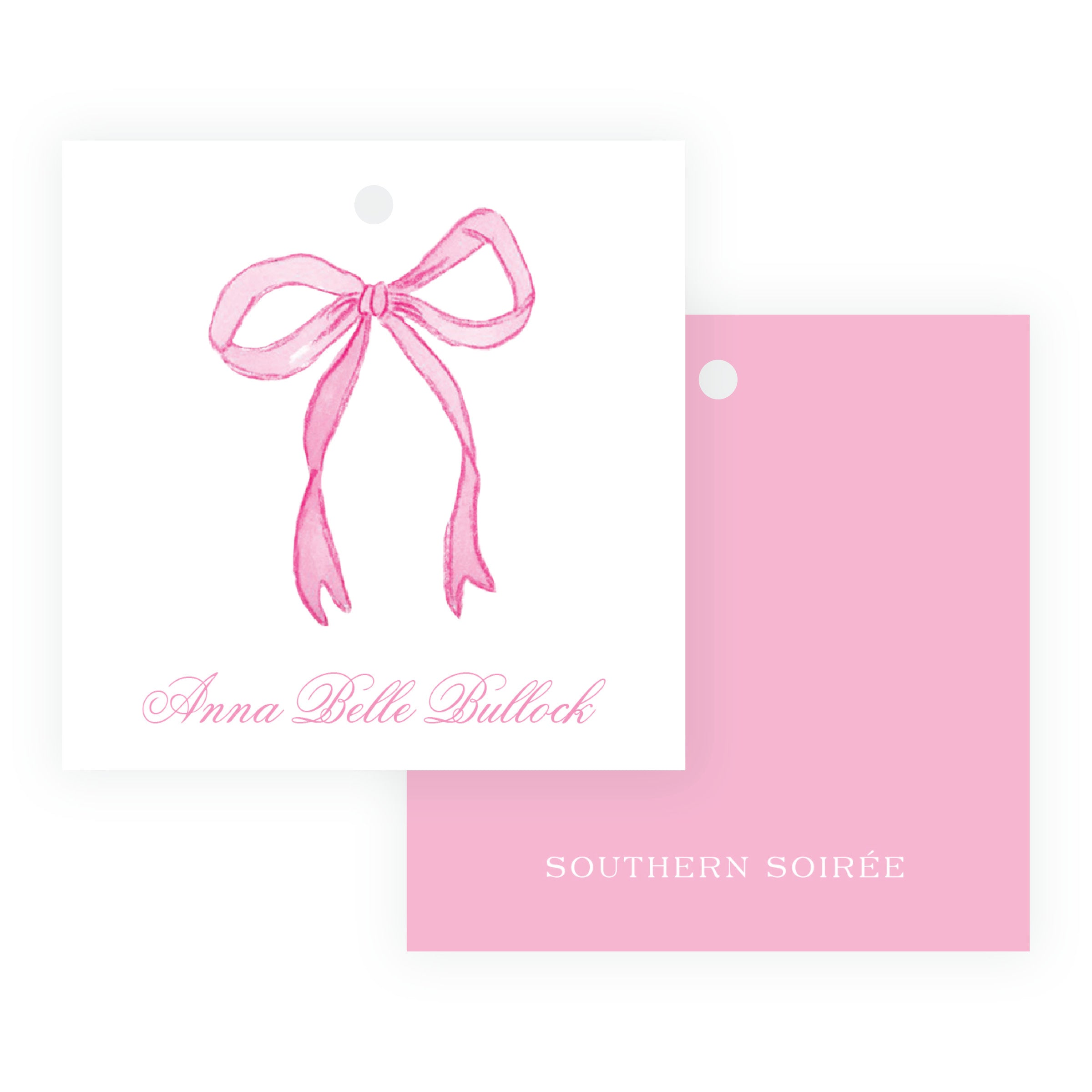 Tiny Petals Pink Bow Gift Tag