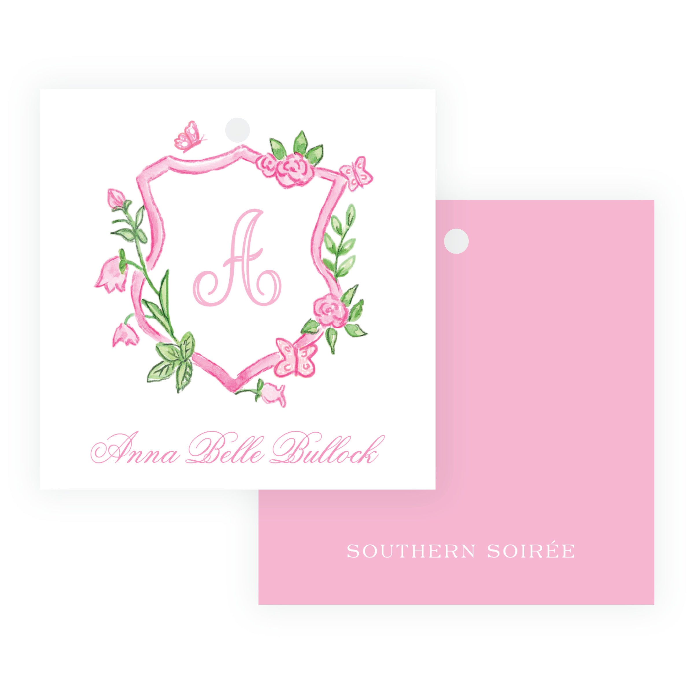 Tiny Petals Floral Crest Square Gift Tag