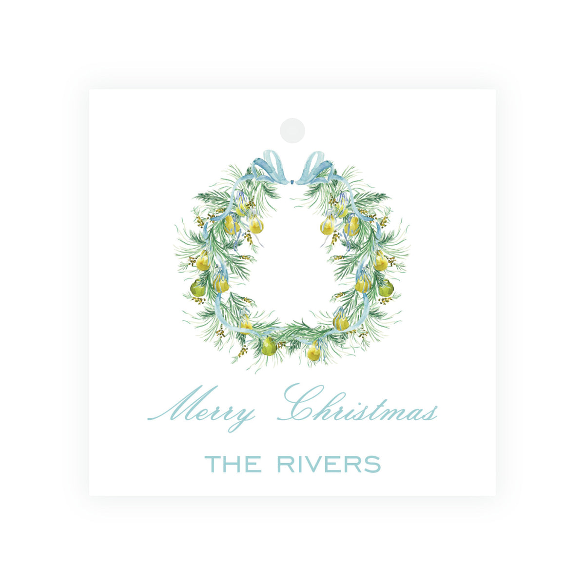 Evergreen & Pear – Wreath Square Personalized Christmas Gift Tag