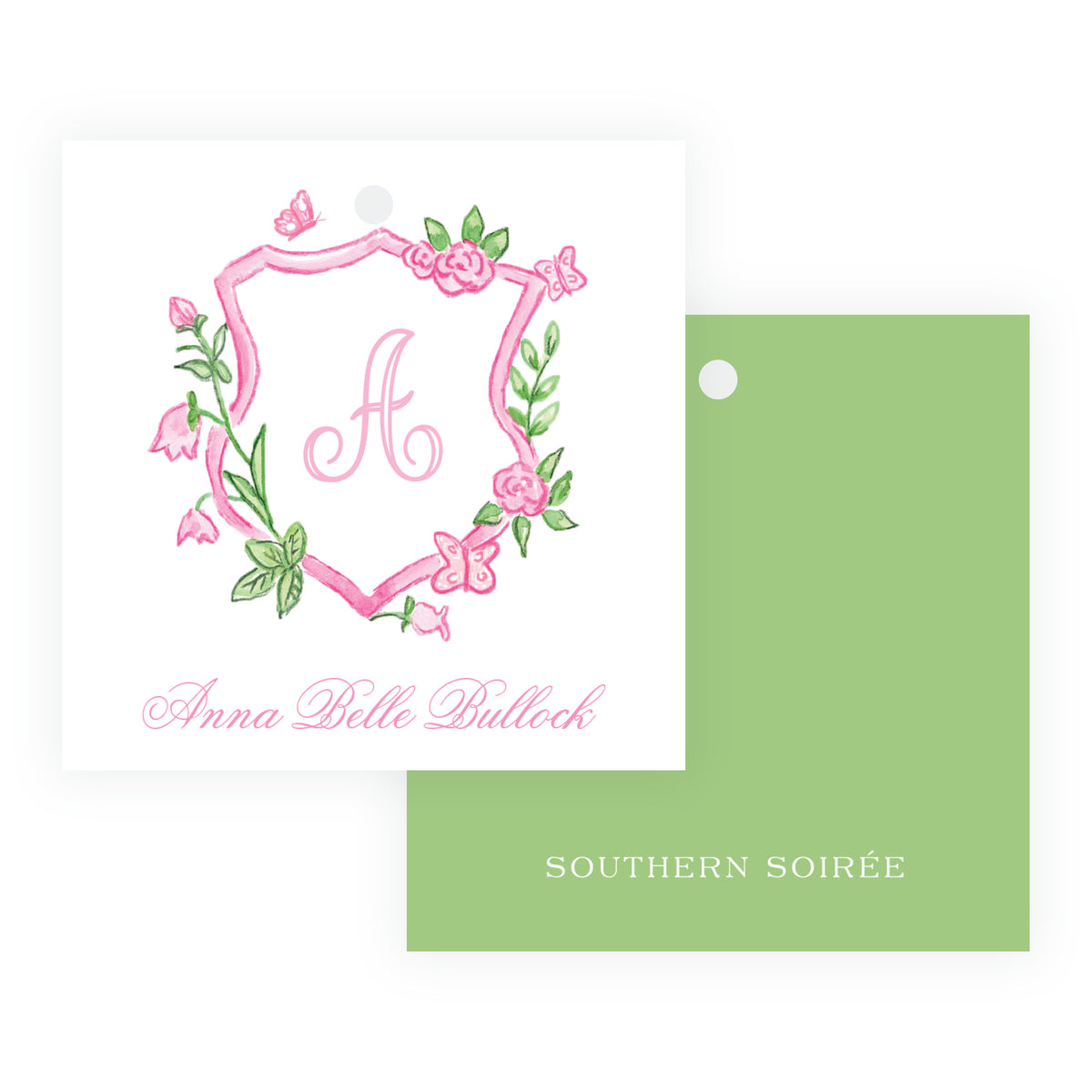 Tiny Petals Floral Crest Square Gift Tag