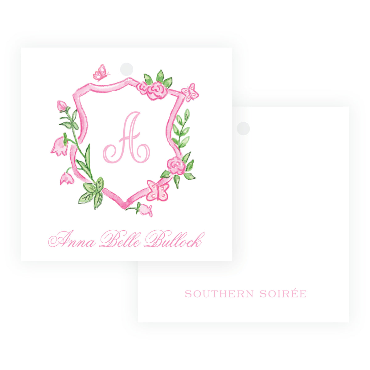 Tiny Petals Floral Crest Square Gift Tag