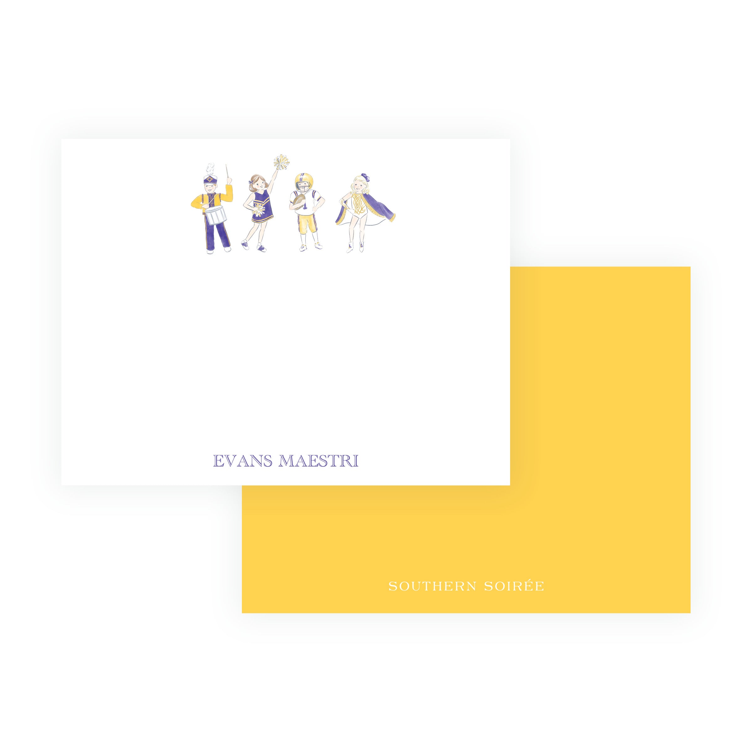 Purple & Gold Team Spirit Kids Note Cards