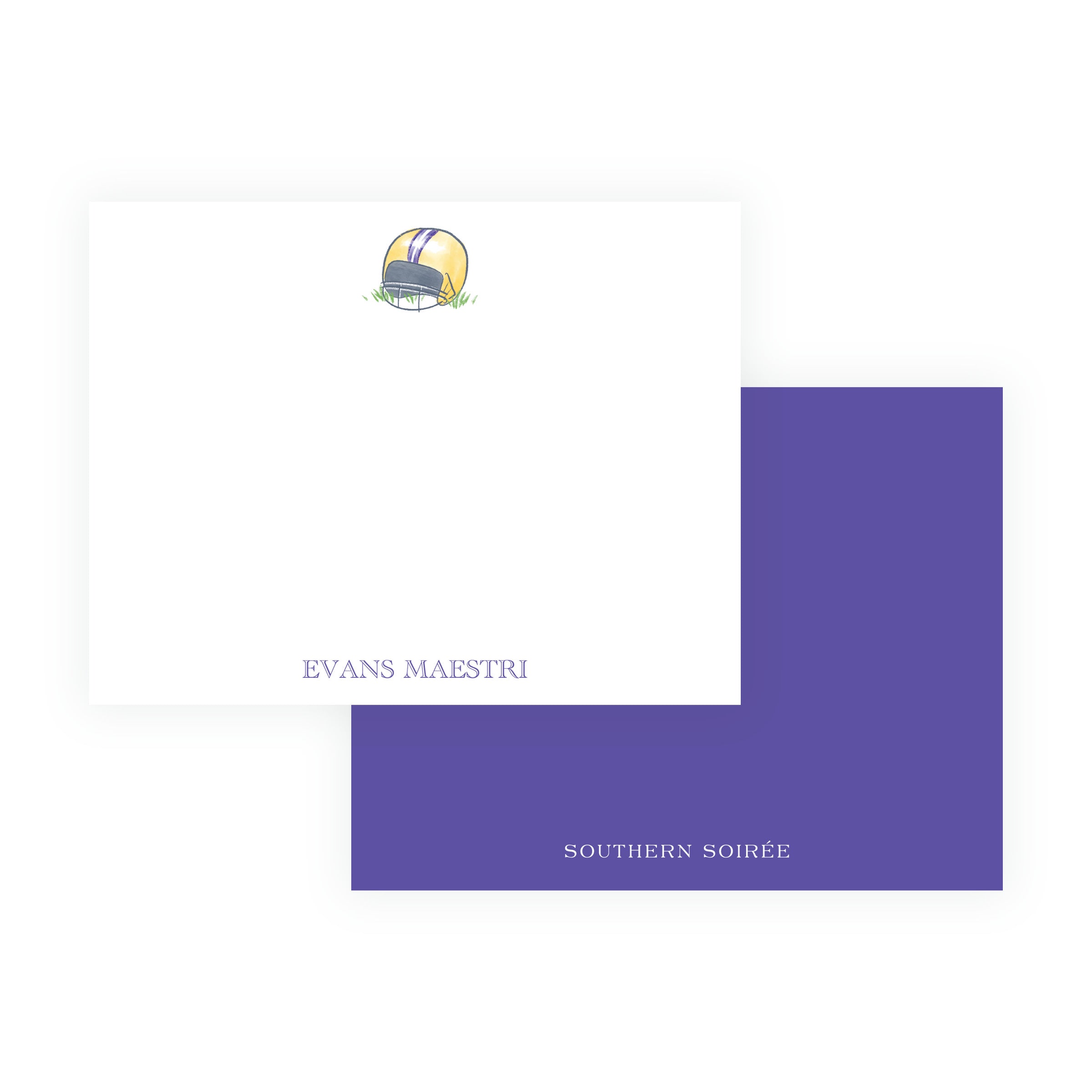 Purple & Gold Football Helmet Note Cards- Team Spirit