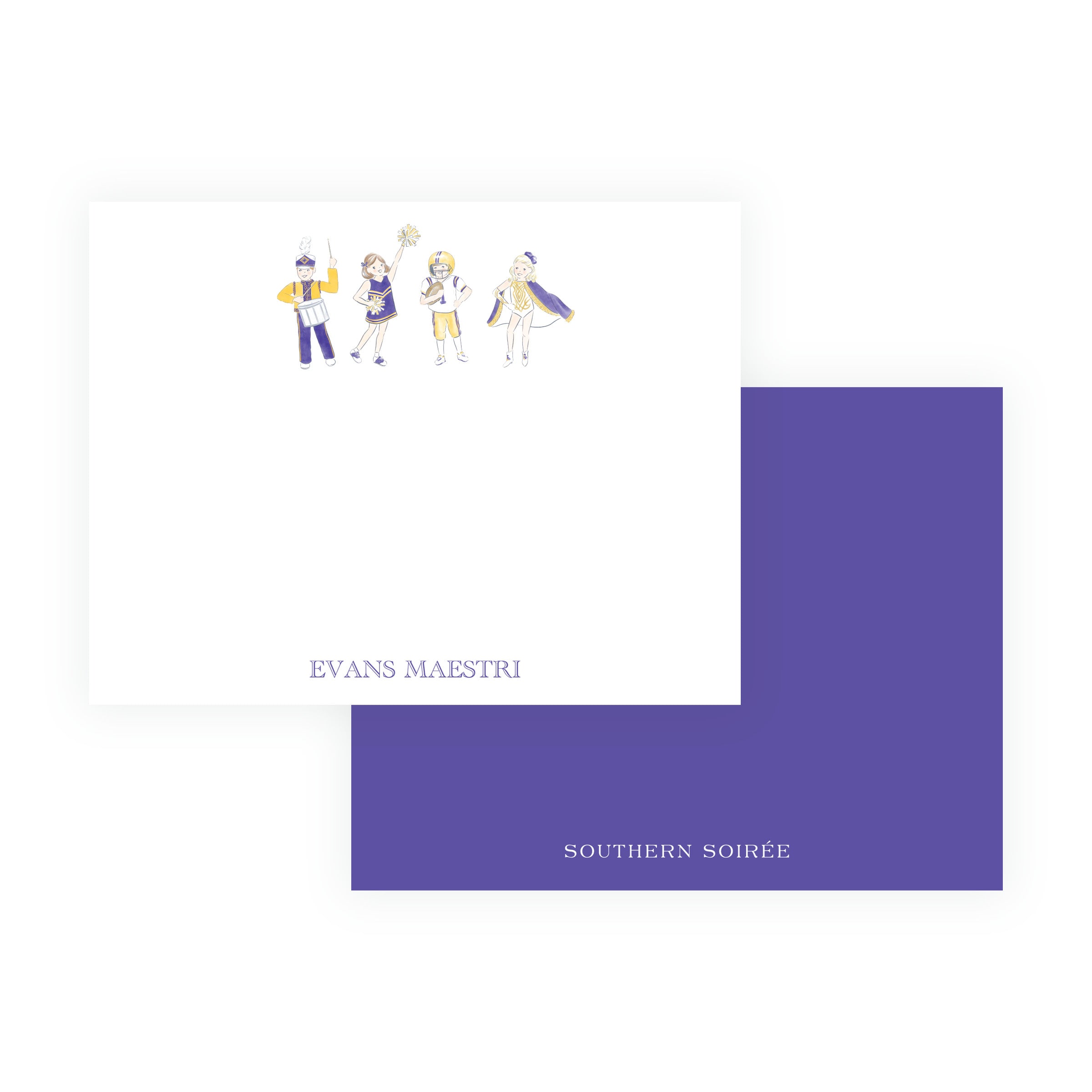 Purple & Gold Team Spirit Kids Note Cards