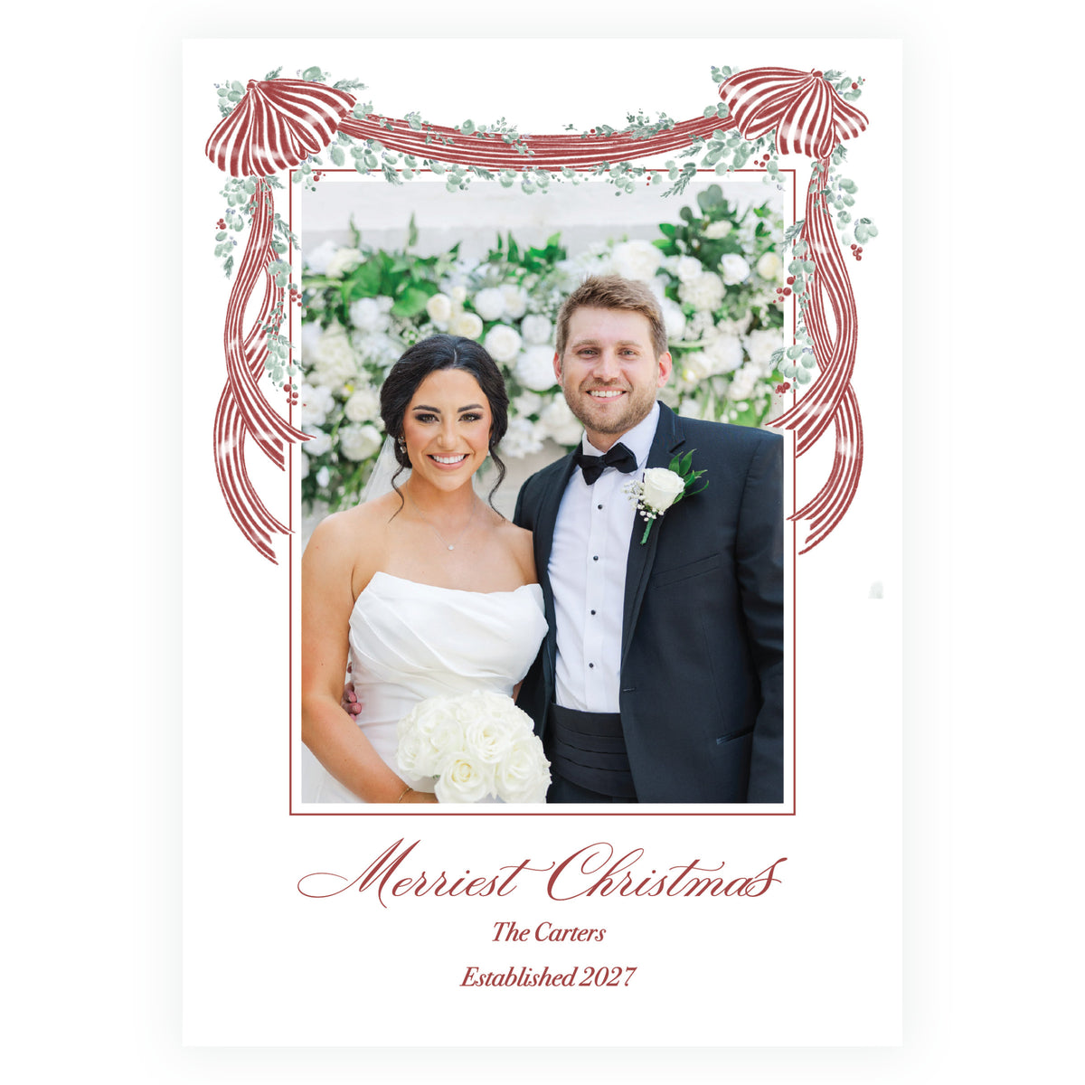 Yuletide Swans Classic Christmas Photo Card