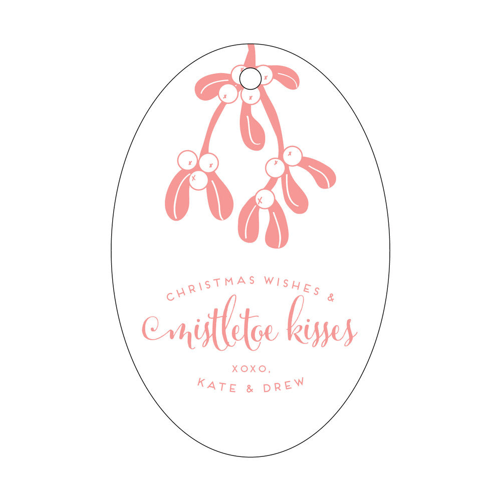 Christmas Wishes and Mistletoe Kisses Oval Gift Tag T113
