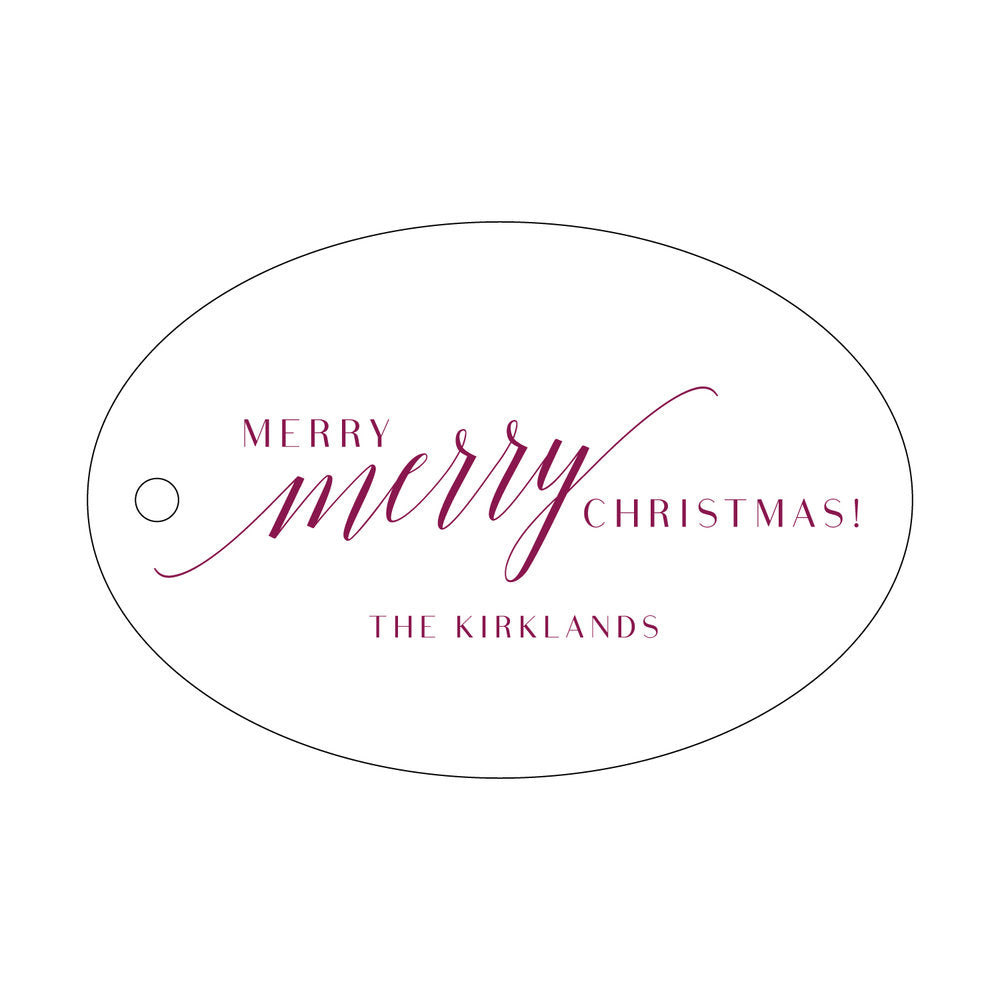 Merry Merry Christmas Oval Gift Tag T166
