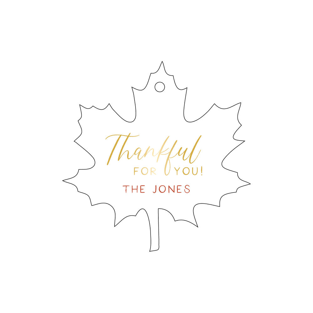 Thankful For You Diecut Maple Leaf Gift Tag T351