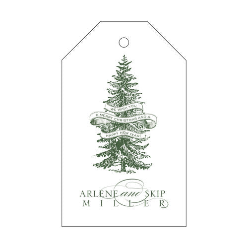 Christmas Tree Ribbon Wrapped Gift Tag T59
