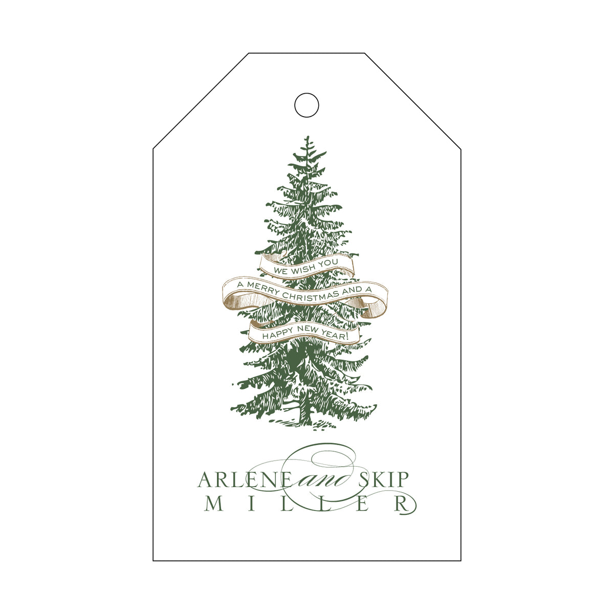 Christmas Tree Ribbon Wrapped Gift Tag T59