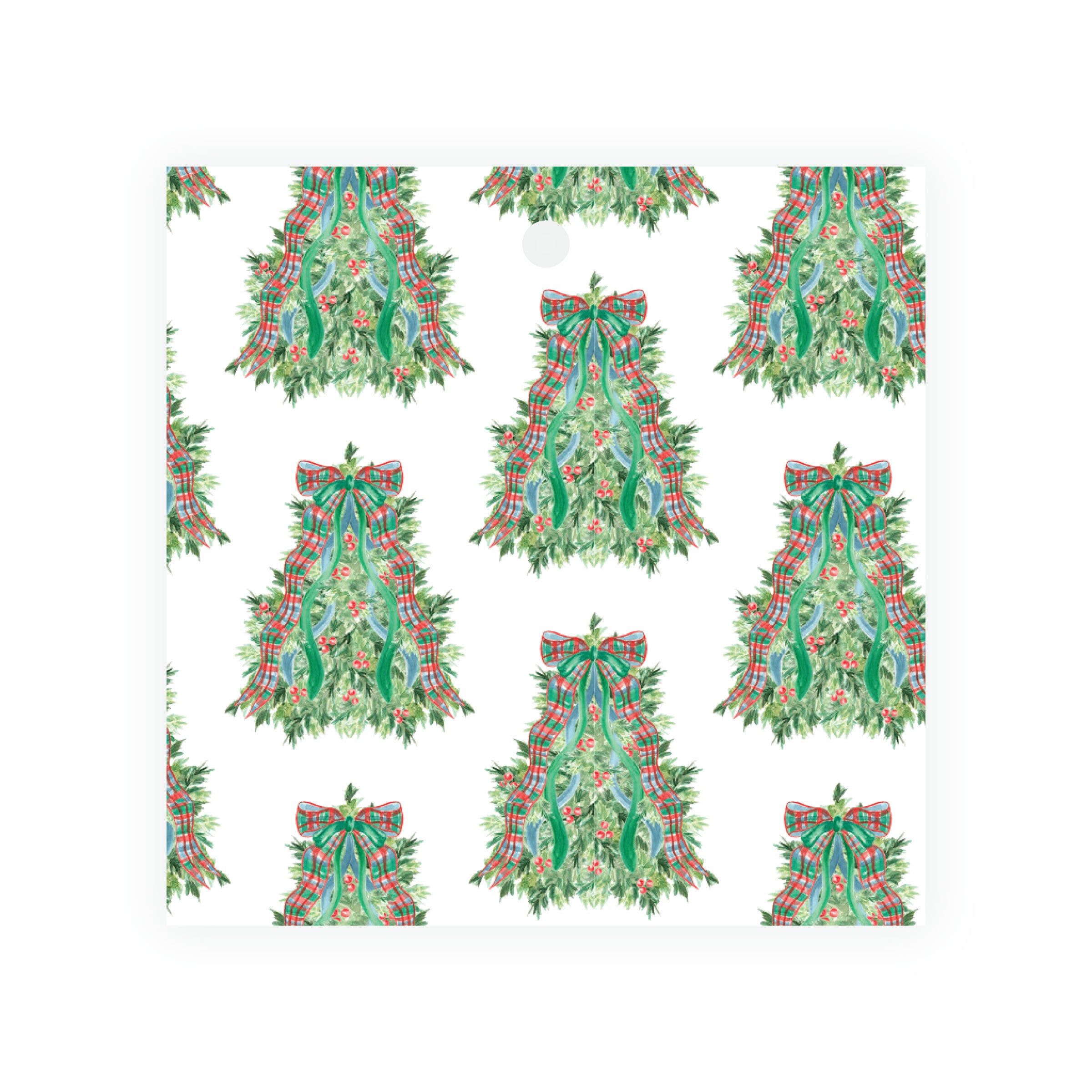 Christmas Plaid Tree Square Gift Tag