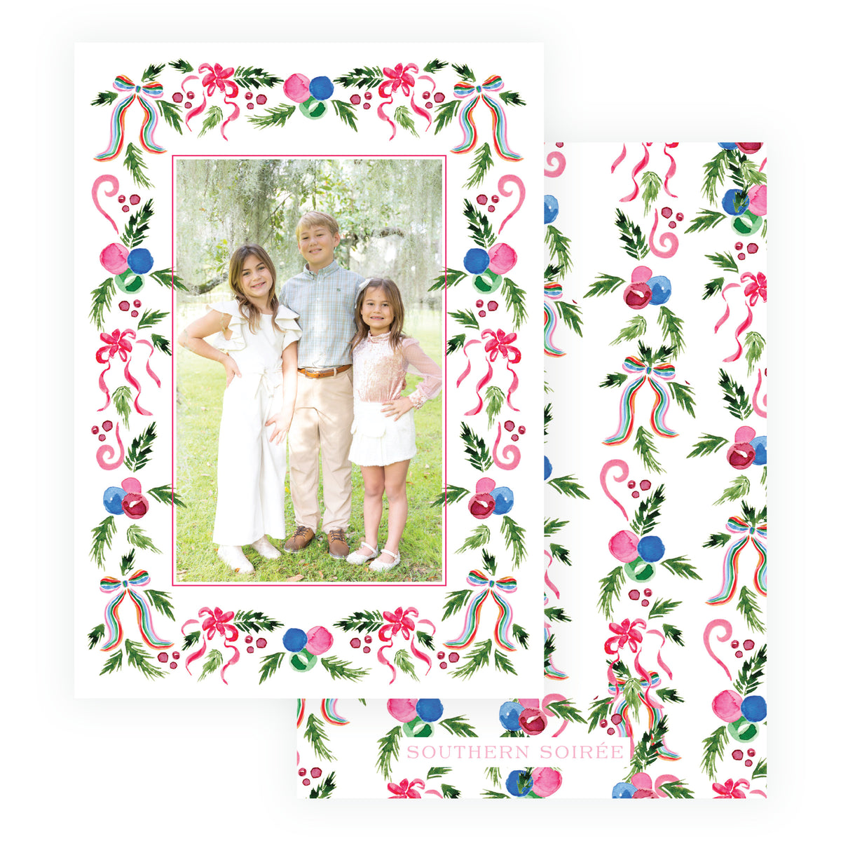 Merry Garland Full Frame Personalized Christmas Photo Card