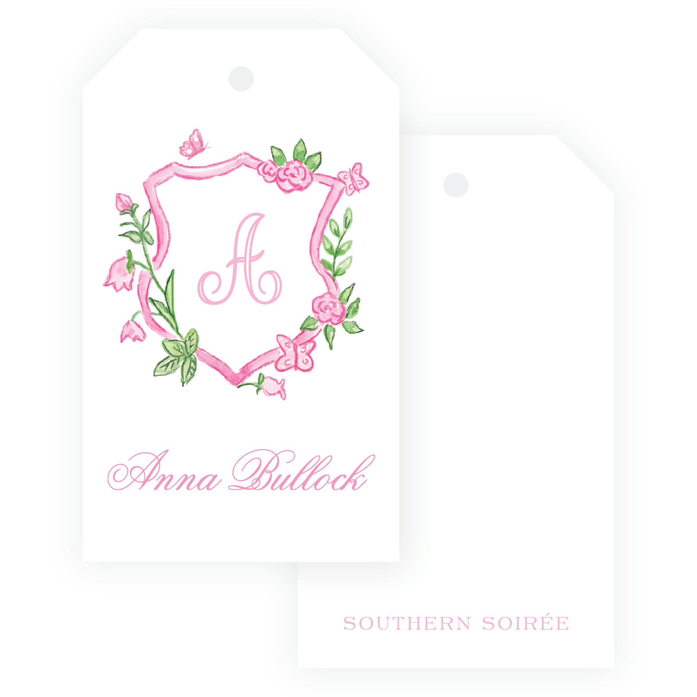 Tiny Petals Personalized Floral Crest Gift Tag