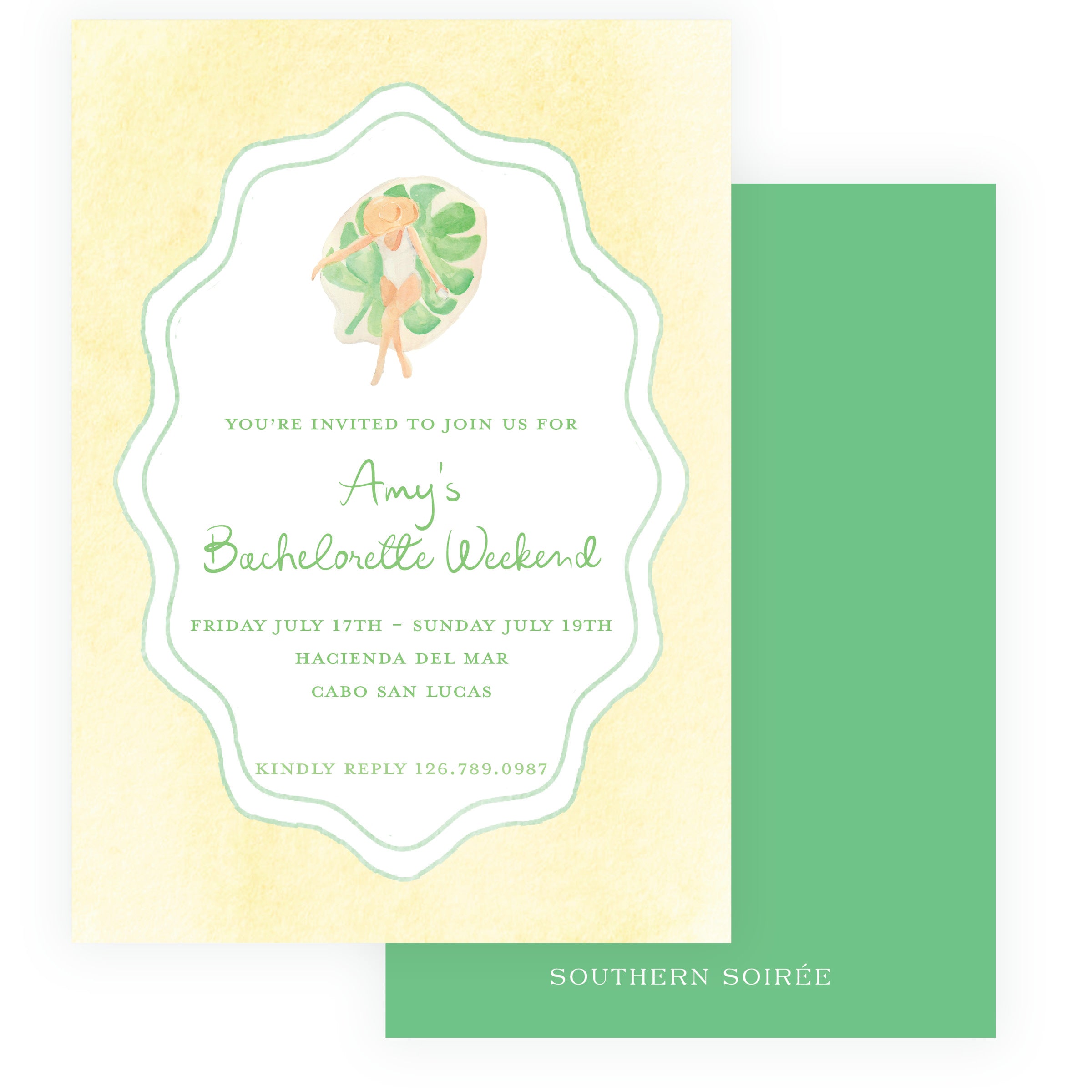 Floats & Féte Yellow Bachelorette Invitation