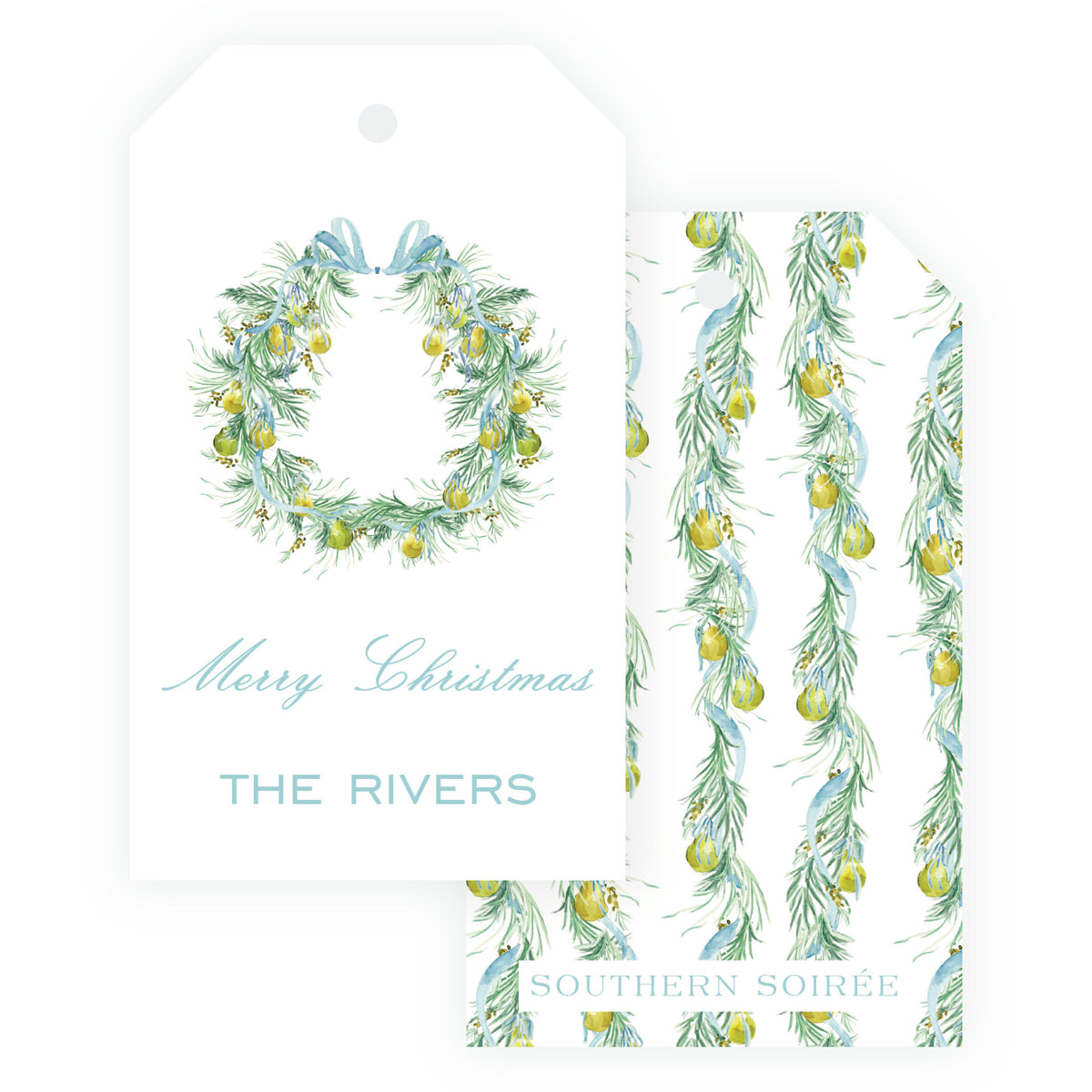 Evergreen & Pear – Wreath Personalized Christmas Gift Tag