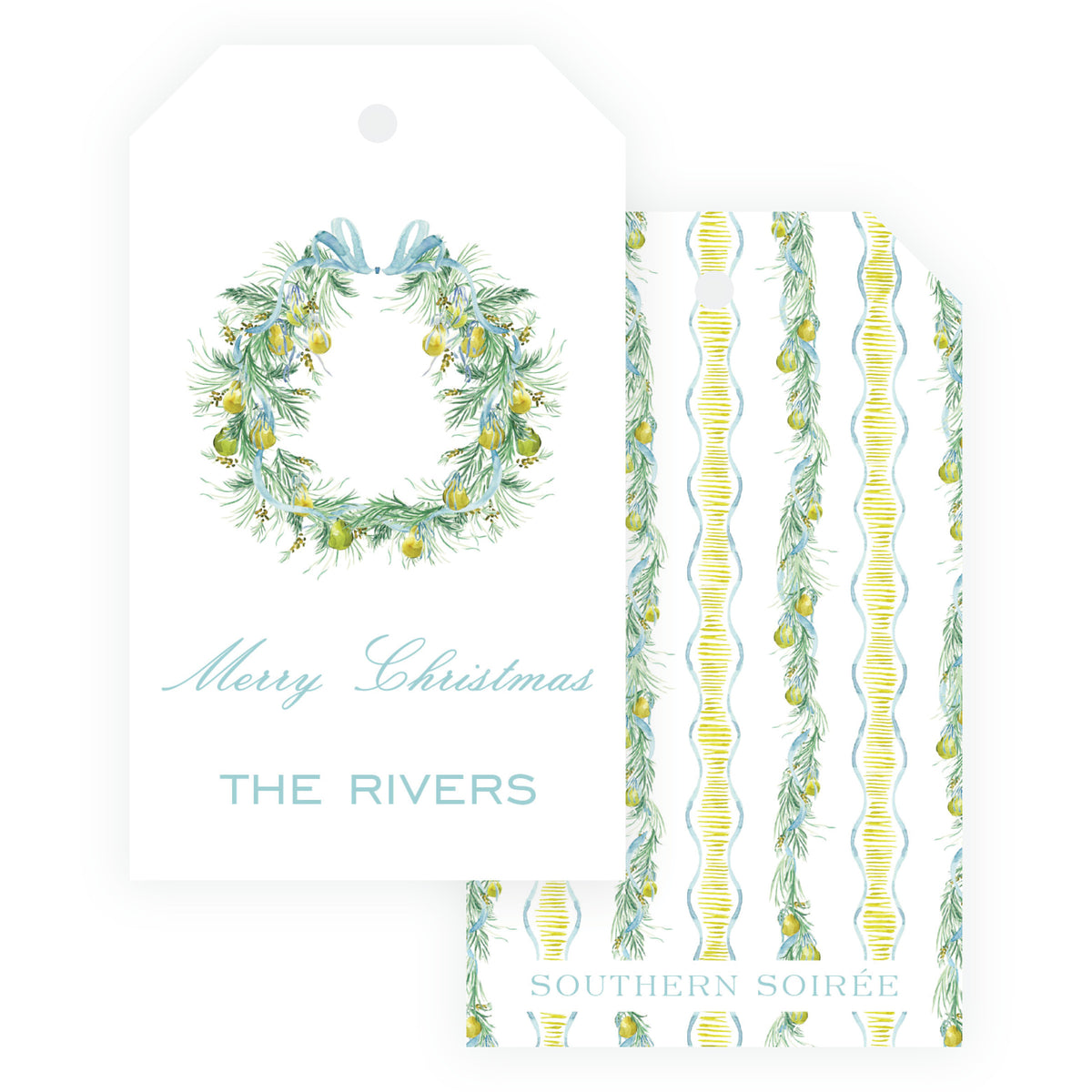 Evergreen & Pear – Wreath Personalized Christmas Gift Tag