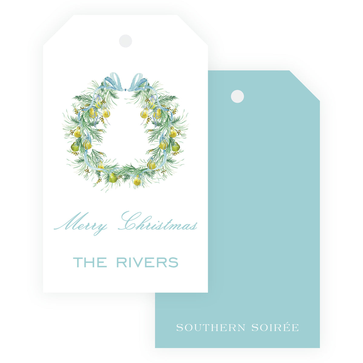 Evergreen & Pear – Wreath Personalized Christmas Gift Tag