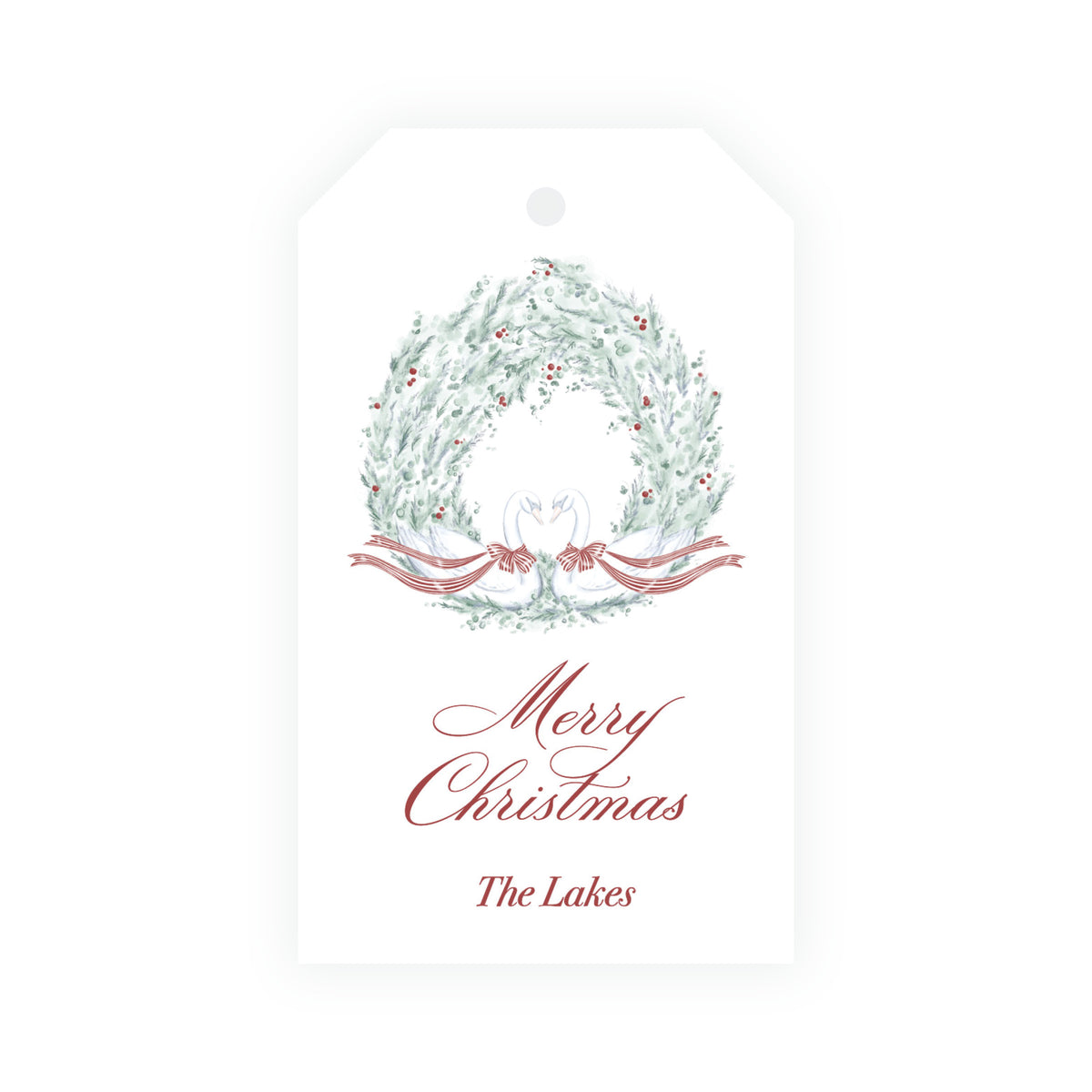 Yuletide Swans Wreath Gift Tags
