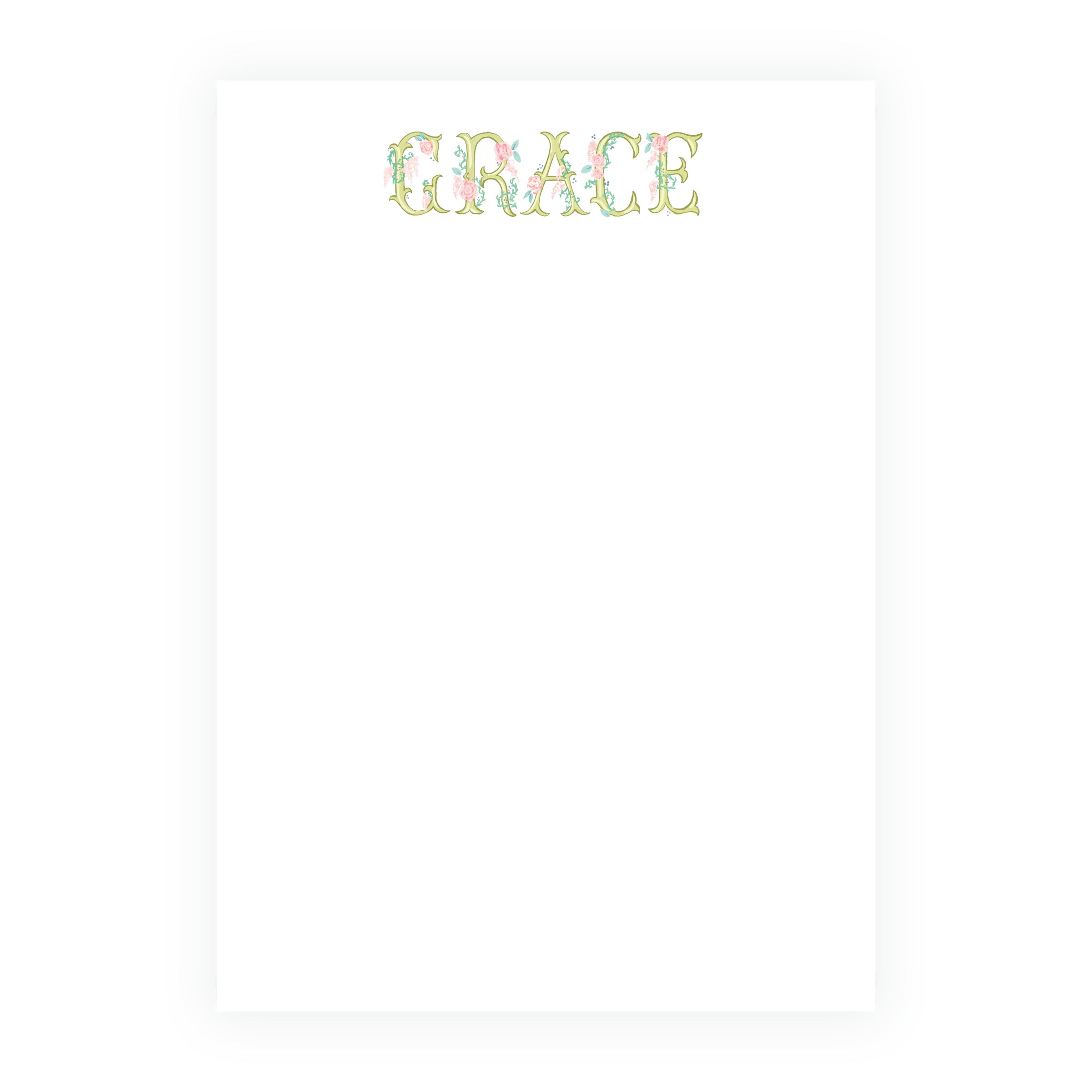 Green floral letters notepad