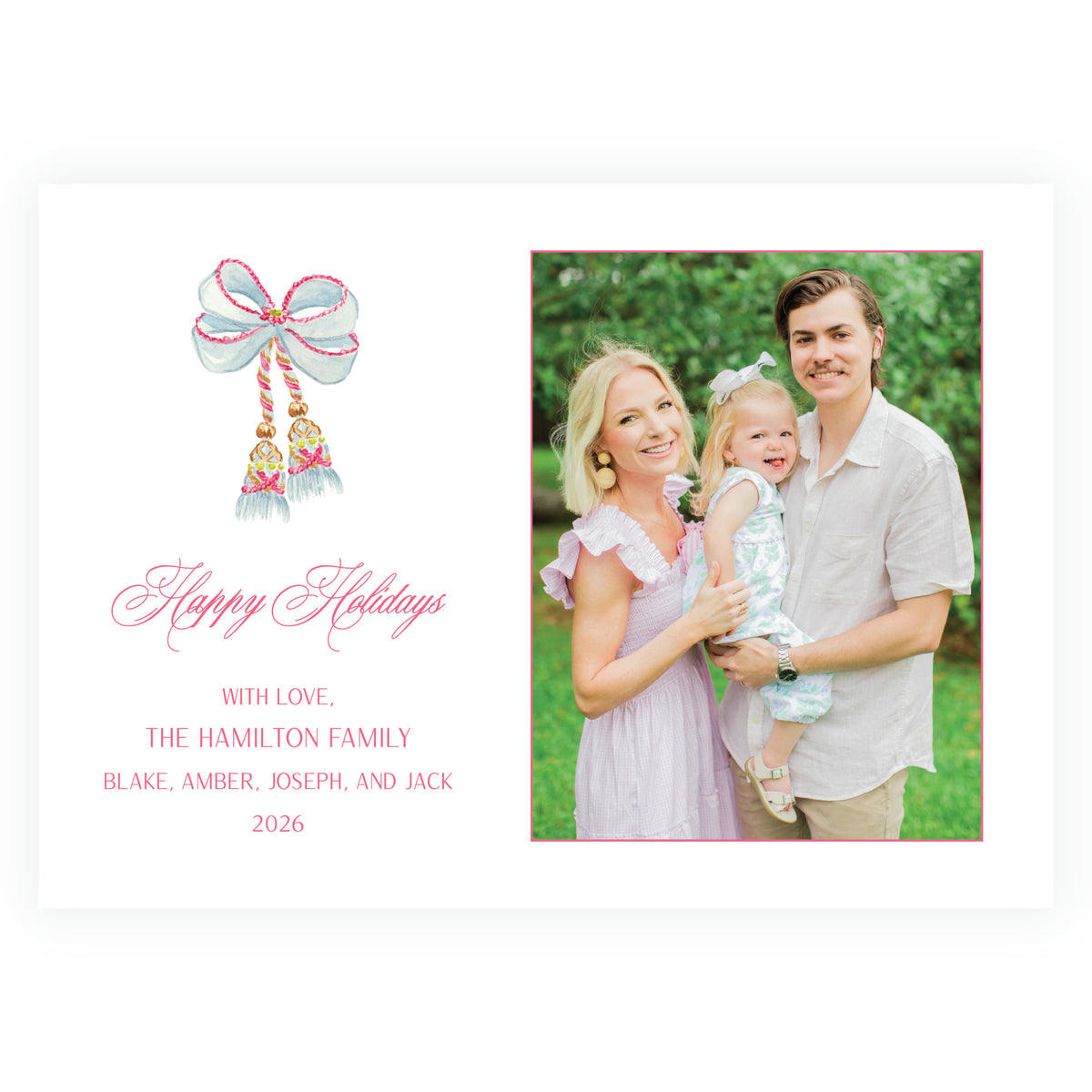 Regency Tassel Bow Christmas Photo Card