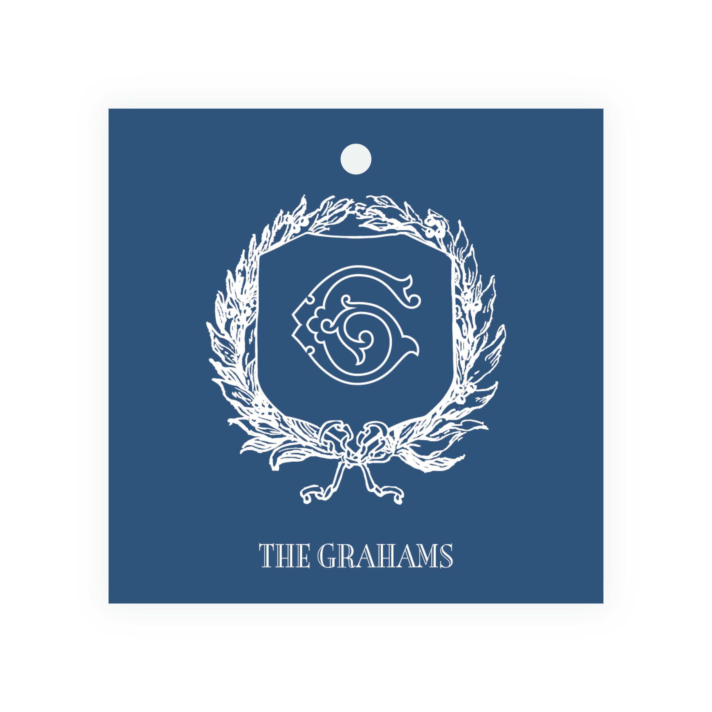 Heirloom Holly With Bow Crest Square Gift Tag (Customize Your Color)
