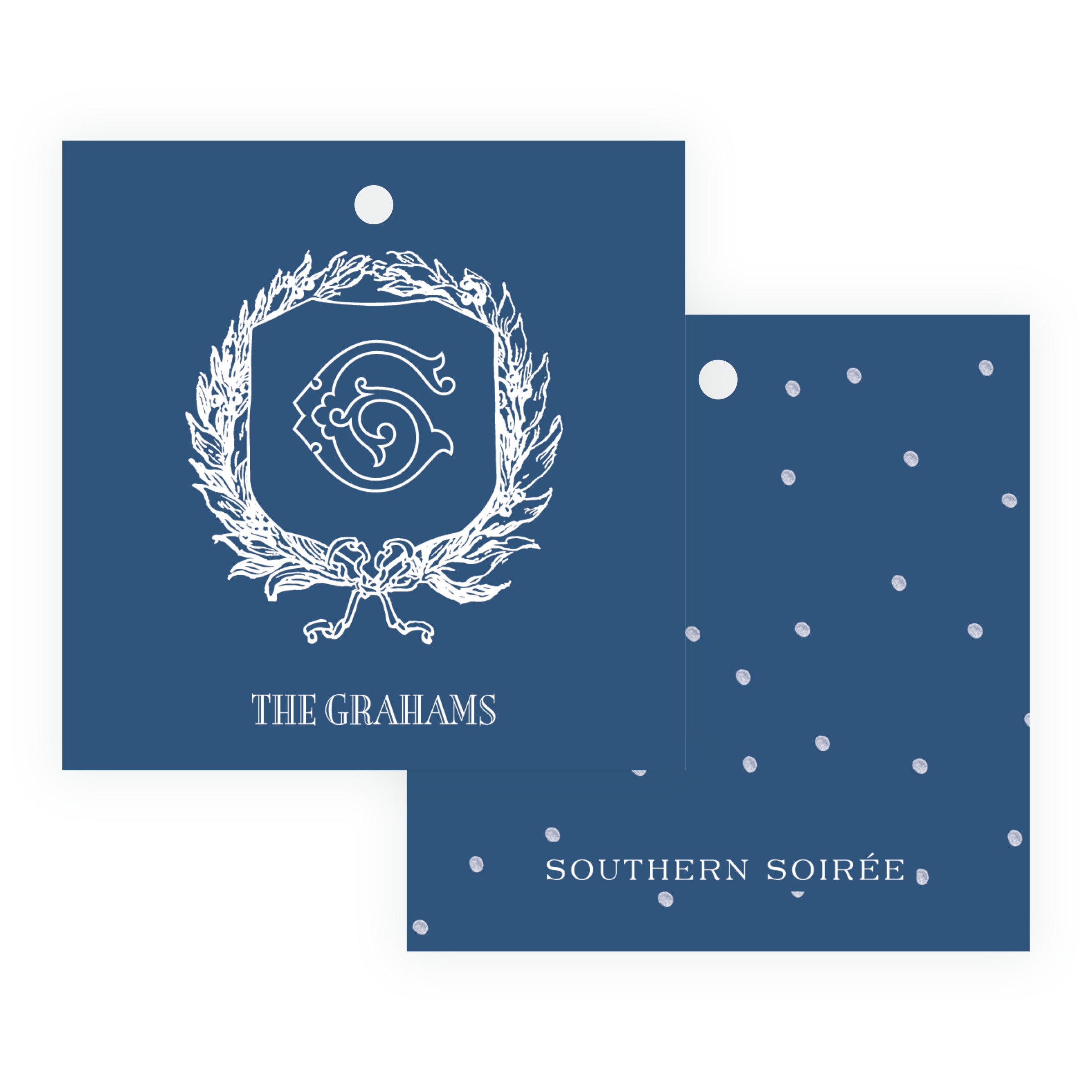 Heirloom Holly With Bow Crest Square Gift Tag (Customize Your Color)