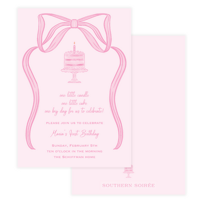 One Little Candle Pink Invitation