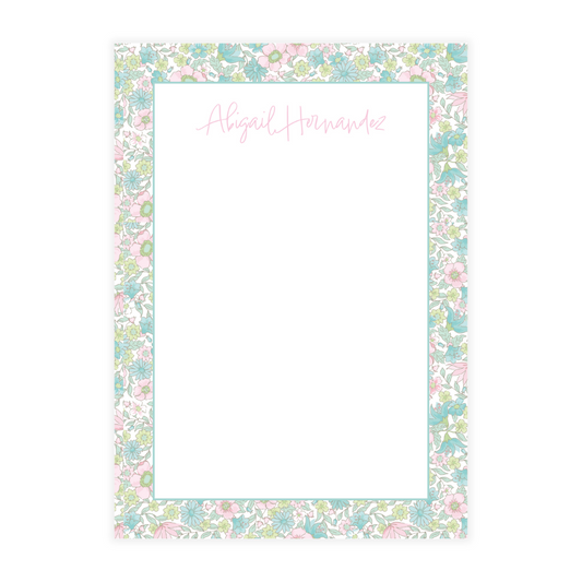 Ditsy Pink & Green Floral Notepad