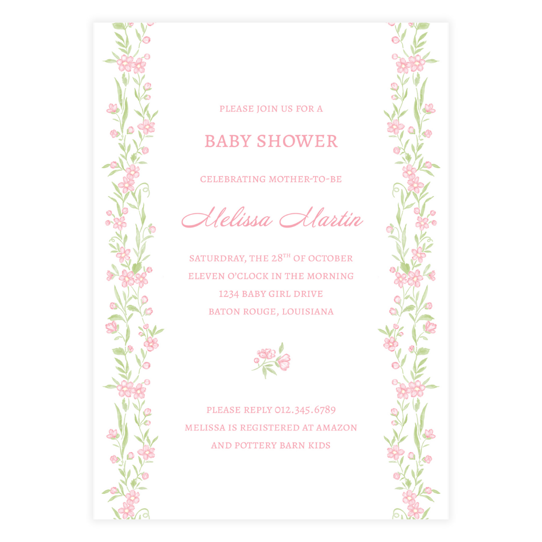 Pink Floral Vine Invitation