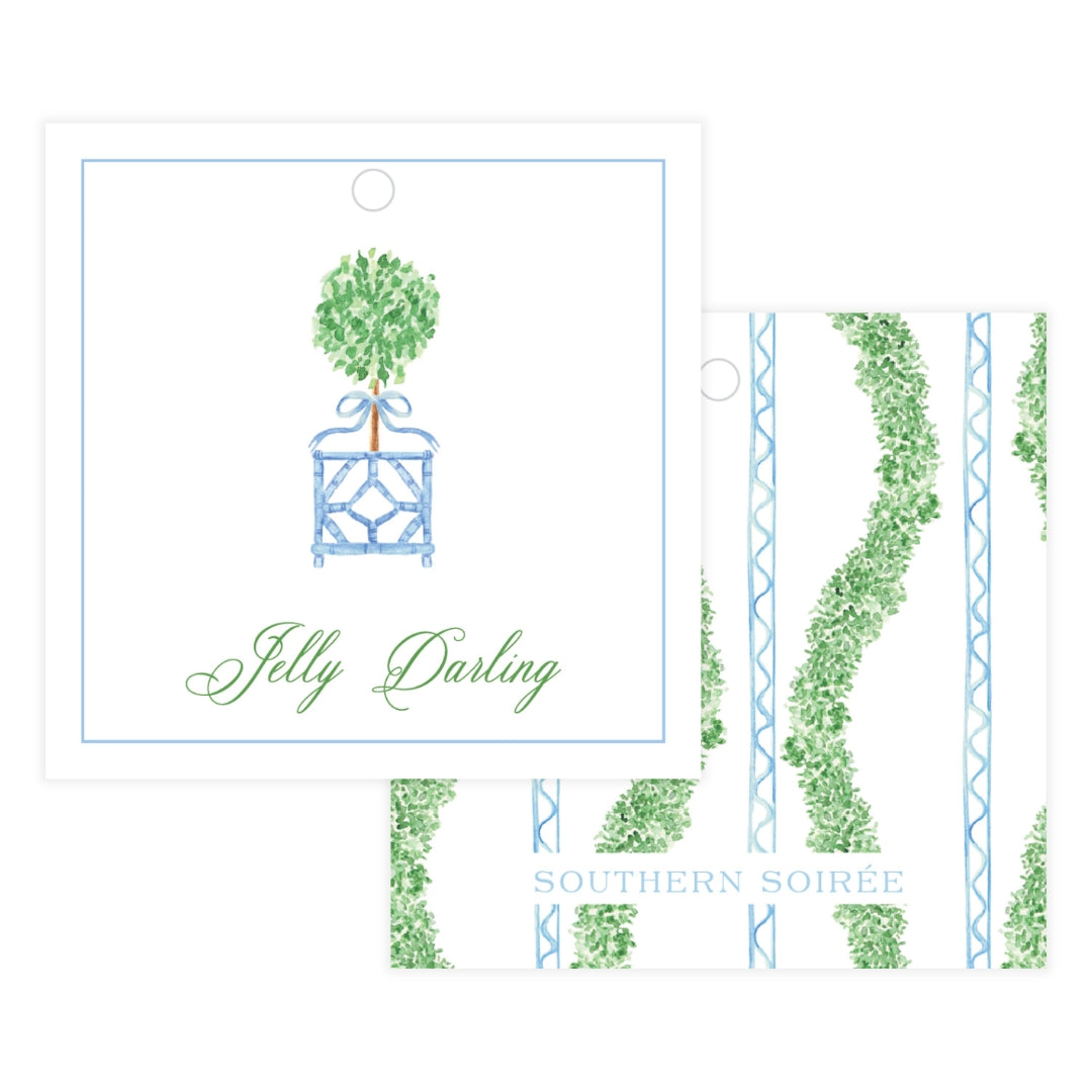 Blue & Green Boxwood Topiary Gift Tag