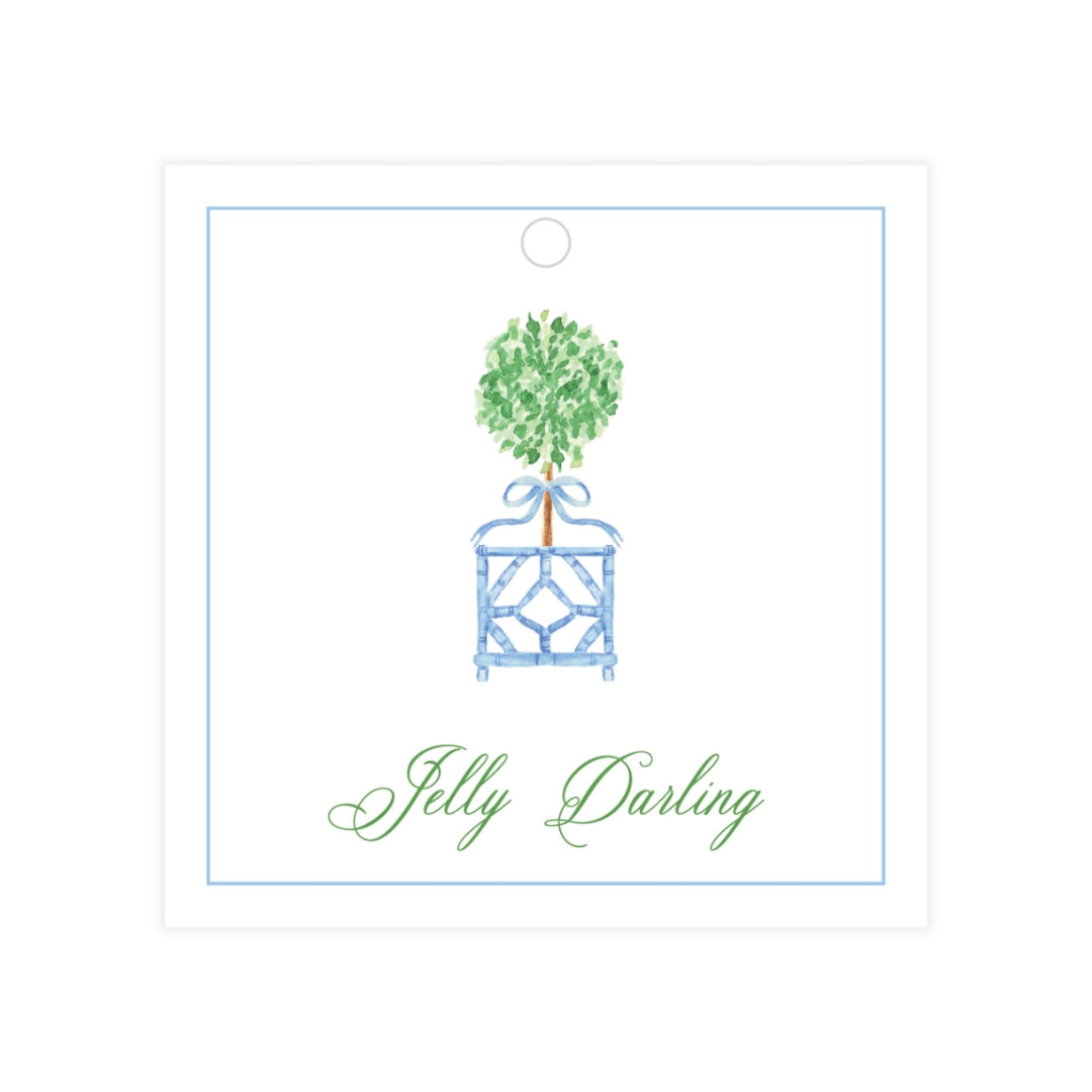 Blue & Green Boxwood Topiary Gift Tag