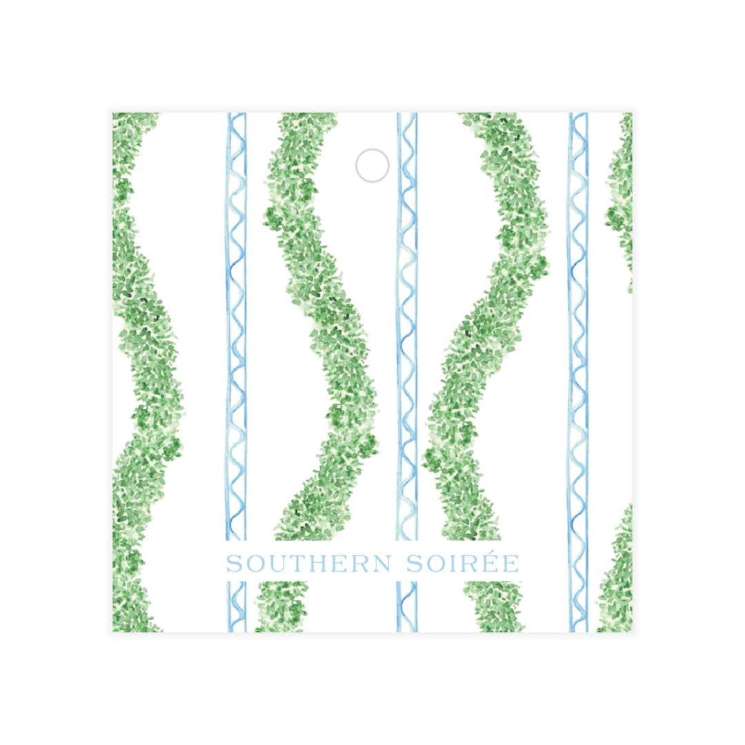 Blue & Green Boxwood Topiary Gift Tag