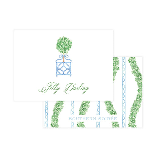 Blue & Green Boxwood Topiary Enclosure Card